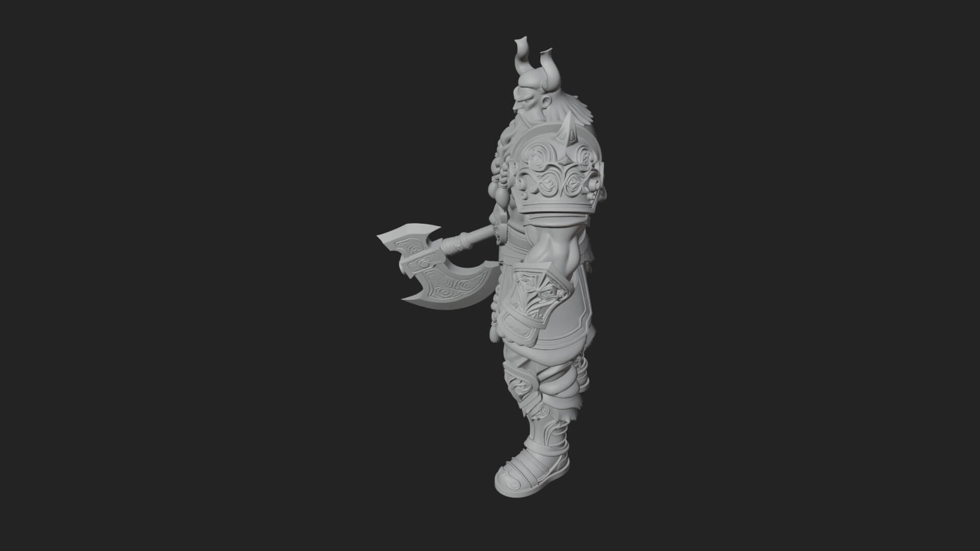 Horned Demon Armored Statue Design 10 3D Print Model 3D Model