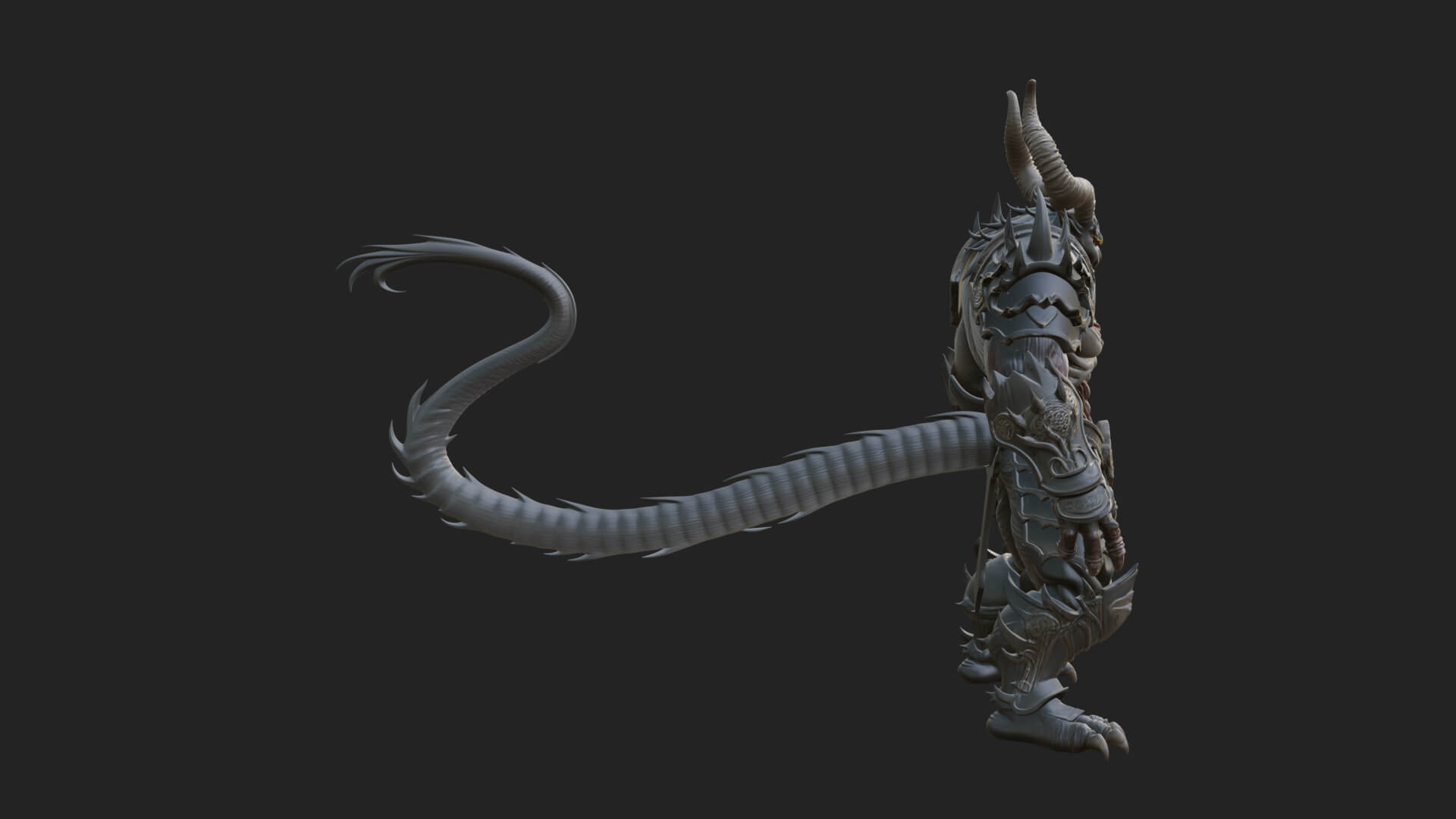 Horned Demon Armored Statue Design 4 3D Print Model 3D Model