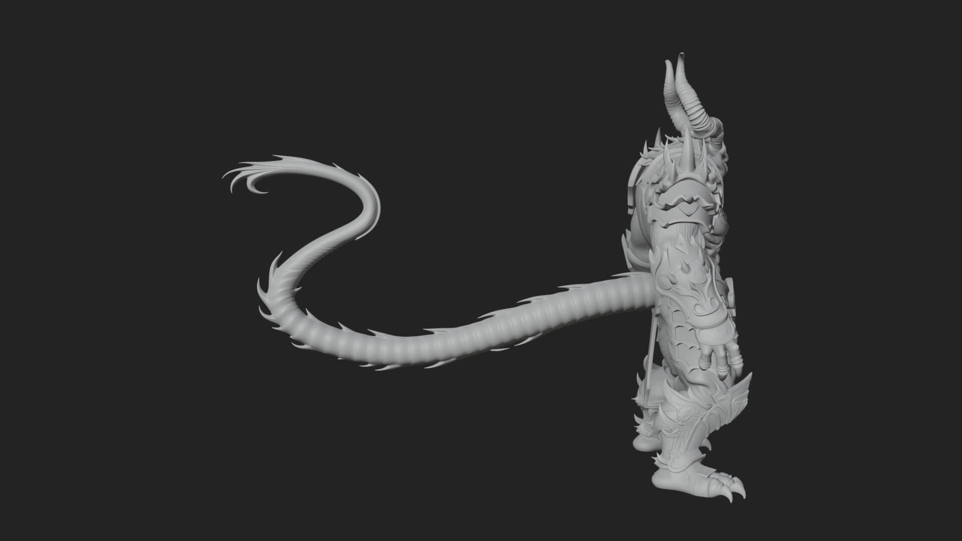Horned Demon Armored Statue Design 4 3D Print Model 3D Model