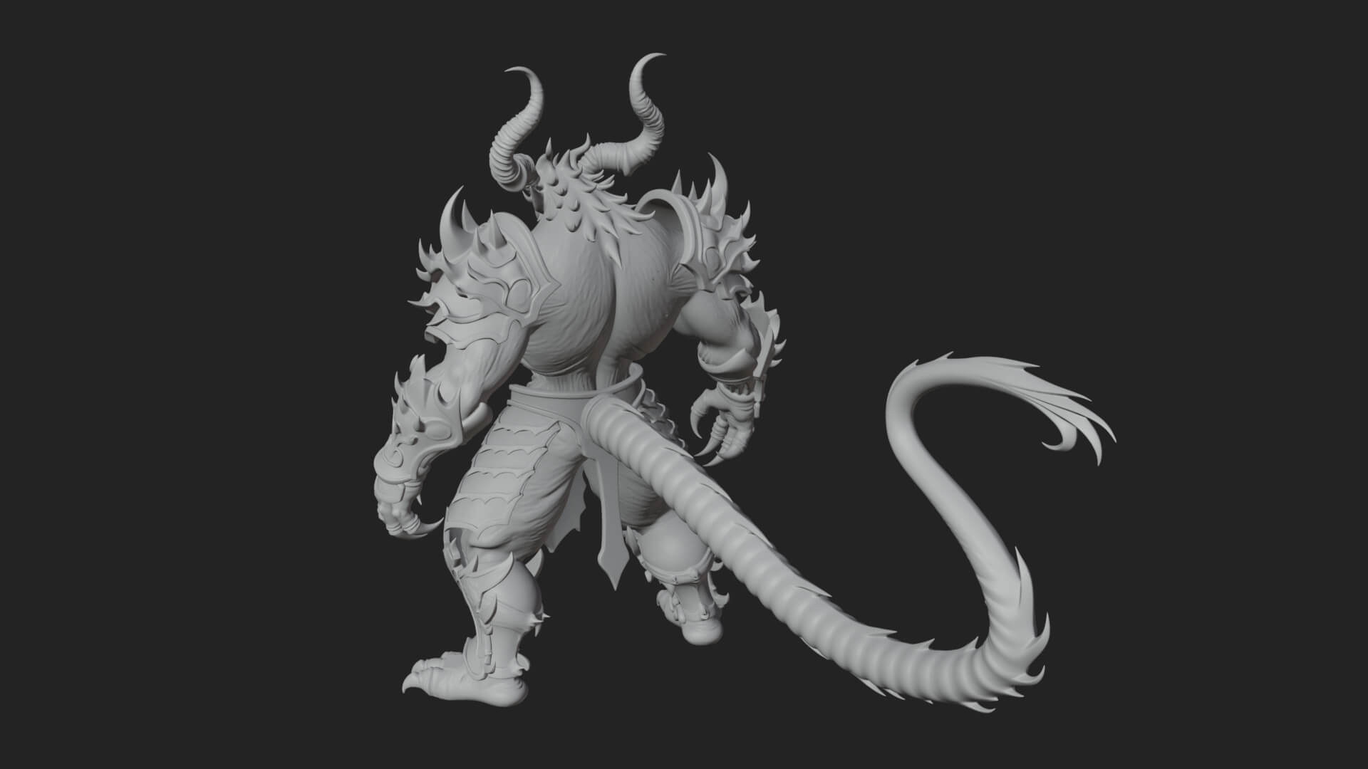Horned Demon Armored Statue Design 4 3D Print Model 3D Model