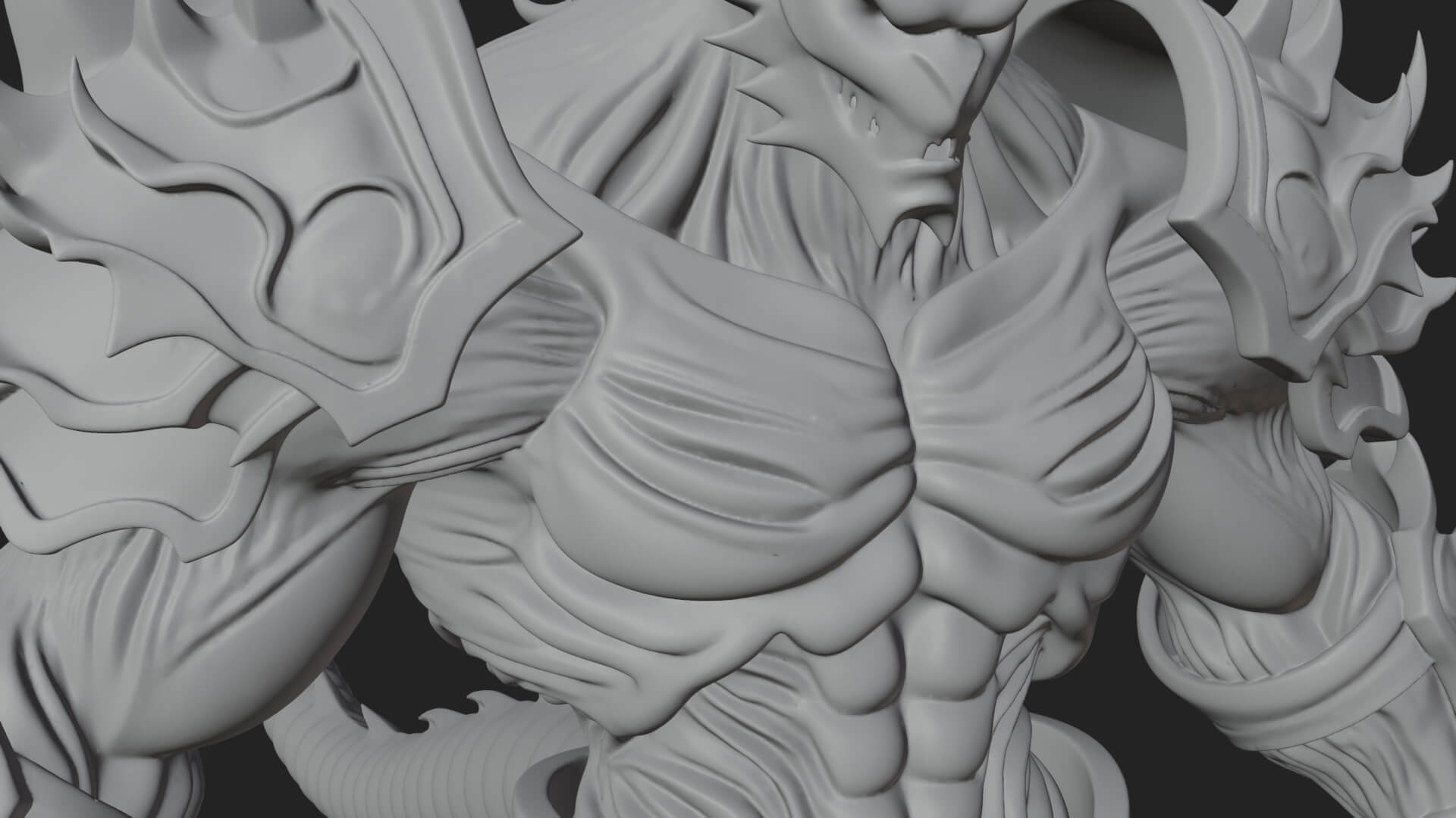Horned Demon Armored Statue Design 4 3D Print Model 3D Model