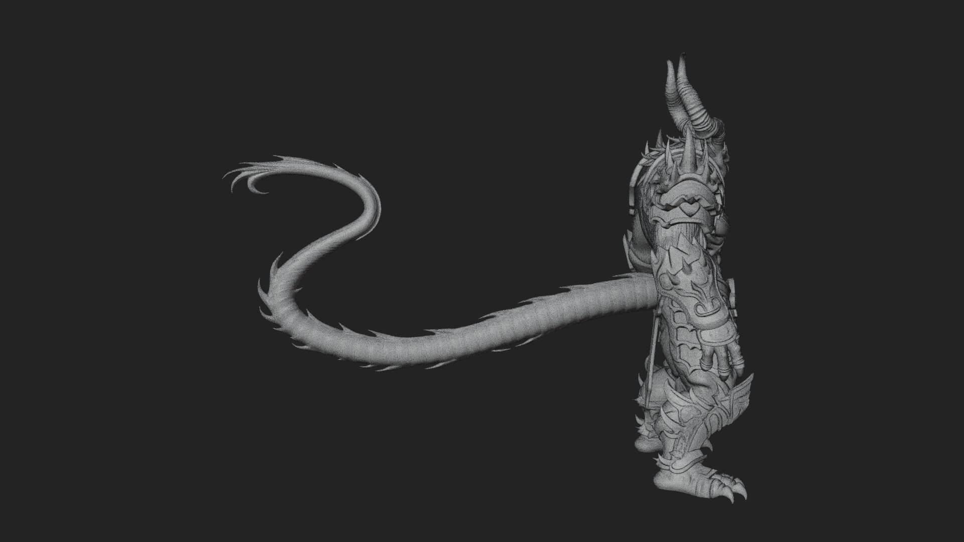 Horned Demon Armored Statue Design 4 3D Print Model 3D Model