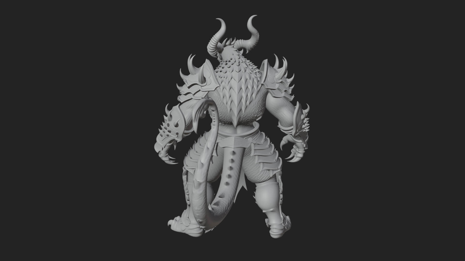 Horned Demon Armored Statue Design 5 3D Print Model 3D Model