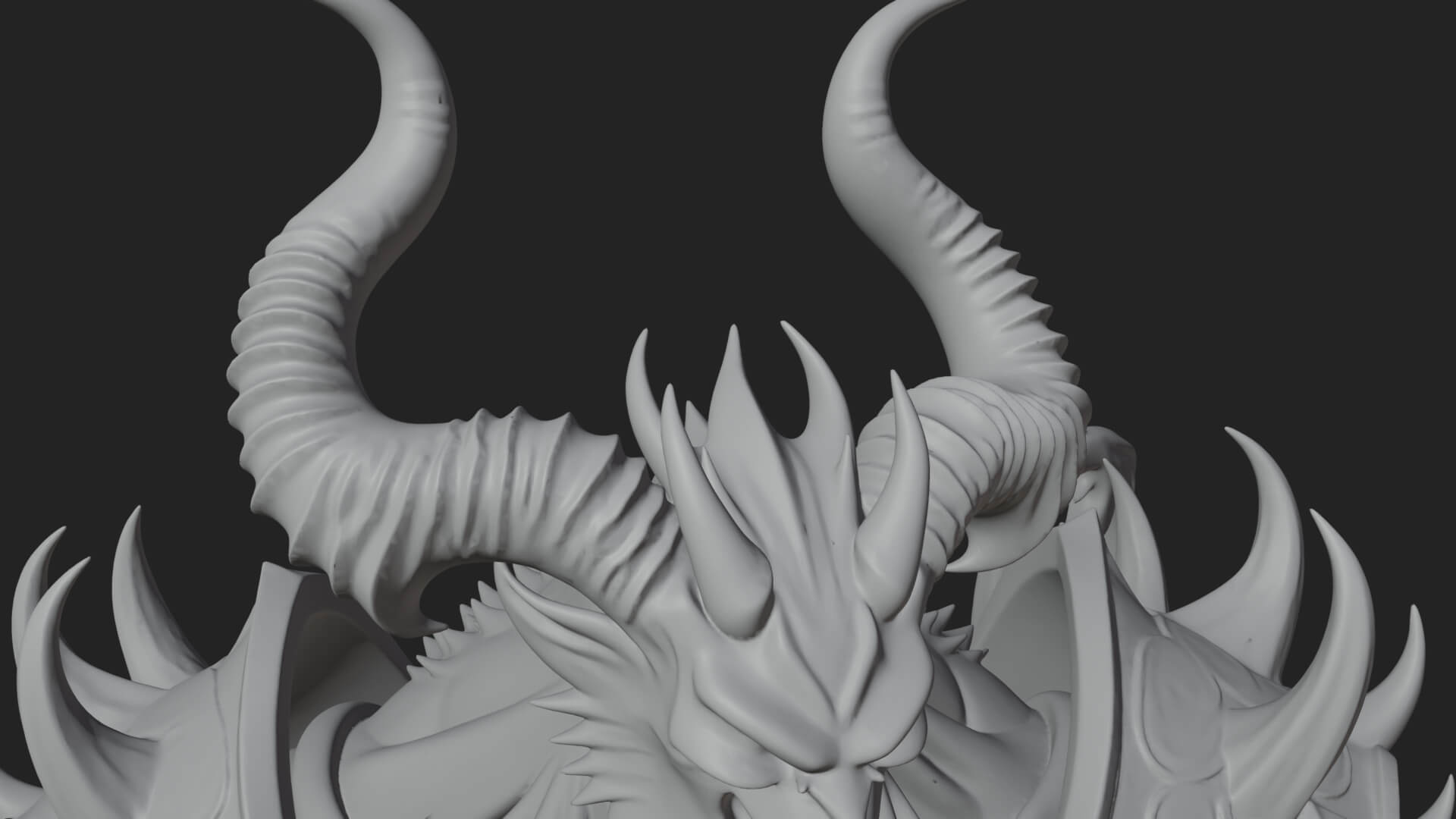 Horned Demon Armored Statue Design 5 3D Print Model 3D Model