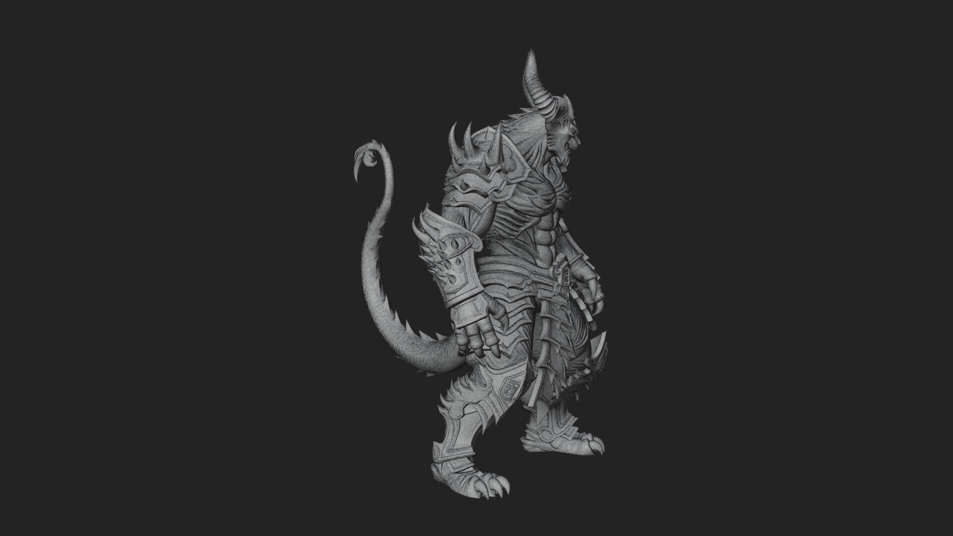Horned Demon Armored Statue Design 5 3D Print Model 3D Model