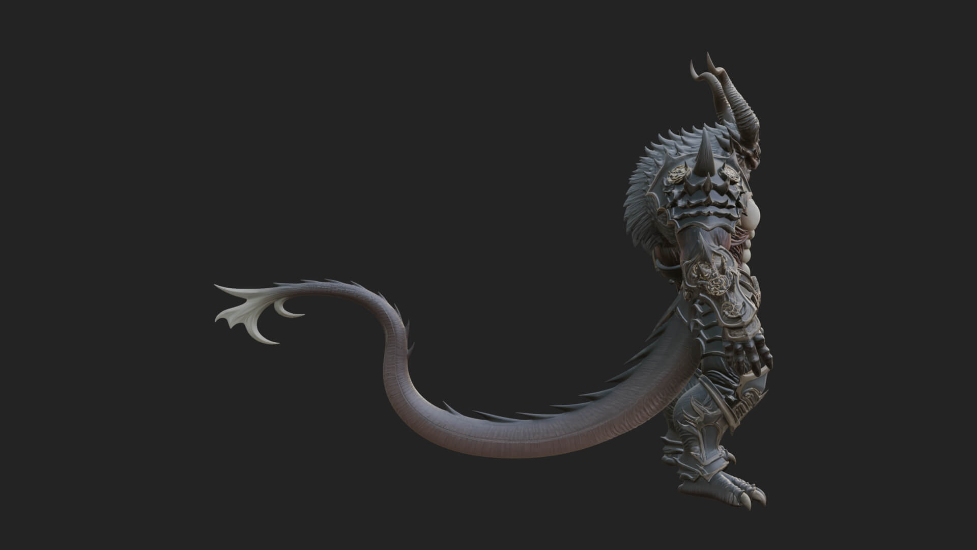 Horned Demon Armored Statue Design 6 3D Print Model 3D Model