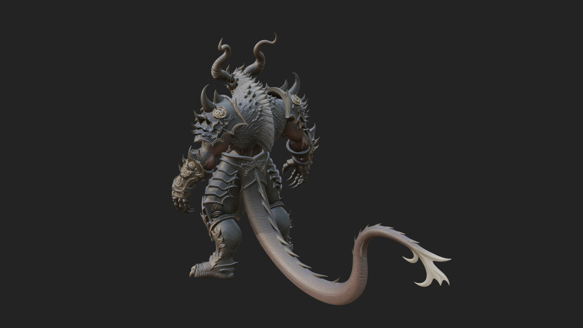 Horned Demon Armored Statue Design 6 3D Print Model 3D Model