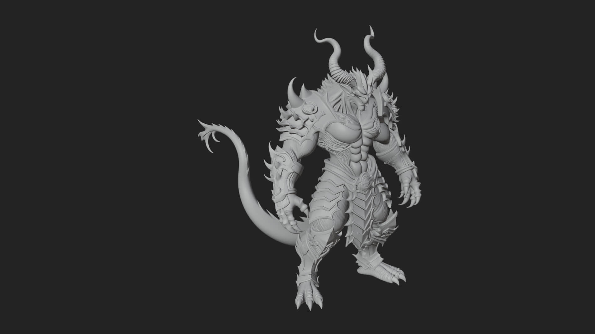 Horned Demon Armored Statue Design 6 3D Print Model 3D Model