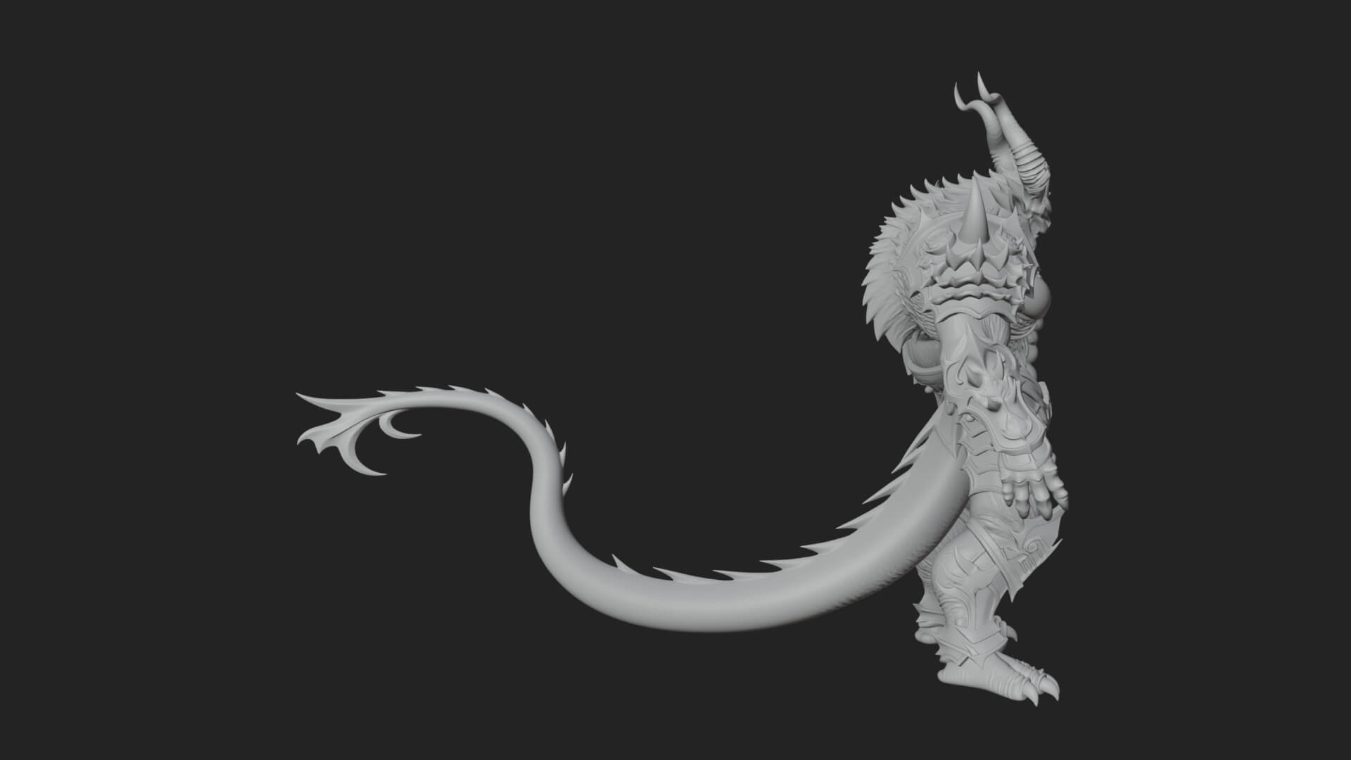 Horned Demon Armored Statue Design 6 3D Print Model 3D Model