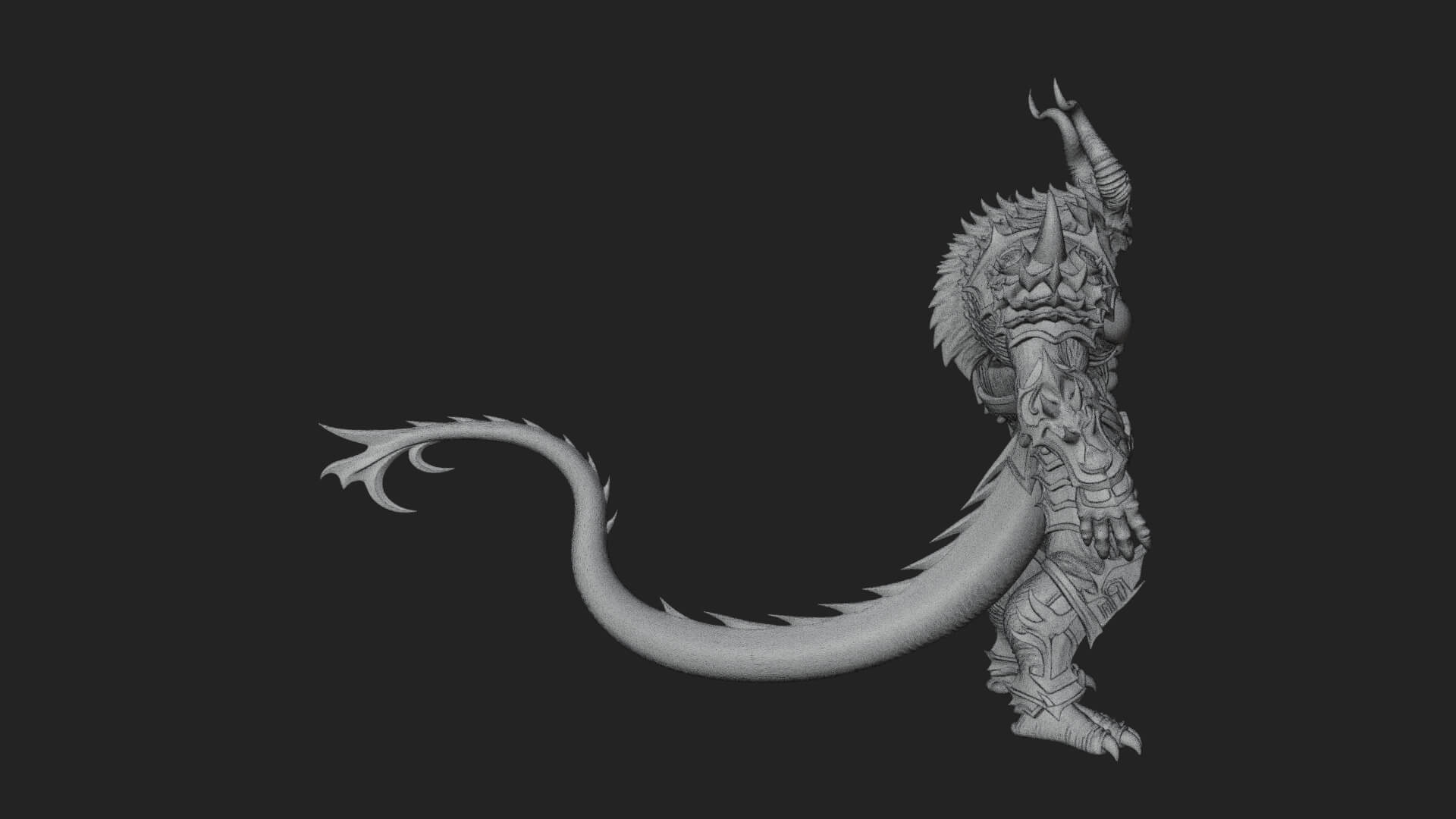 Horned Demon Armored Statue Design 6 3D Print Model 3D Model