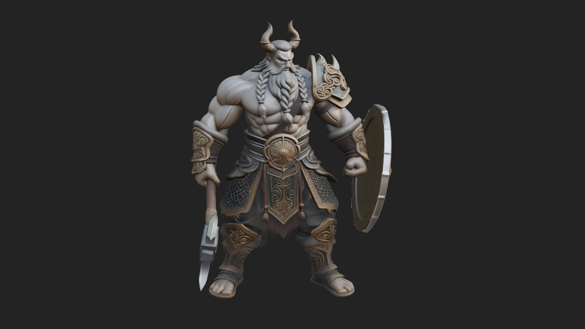 Horned Demon Armored Statue Design 7 3D Print Model 3D Model