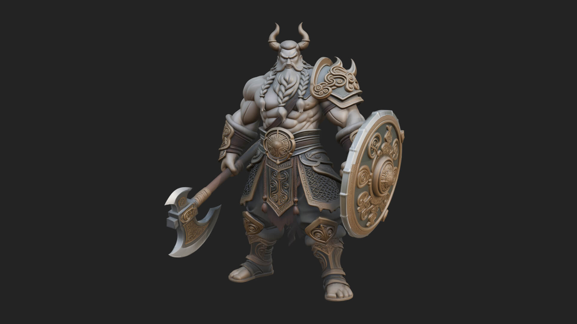 Horned Demon Armored Statue Design 7 3D Print Model 3D Model