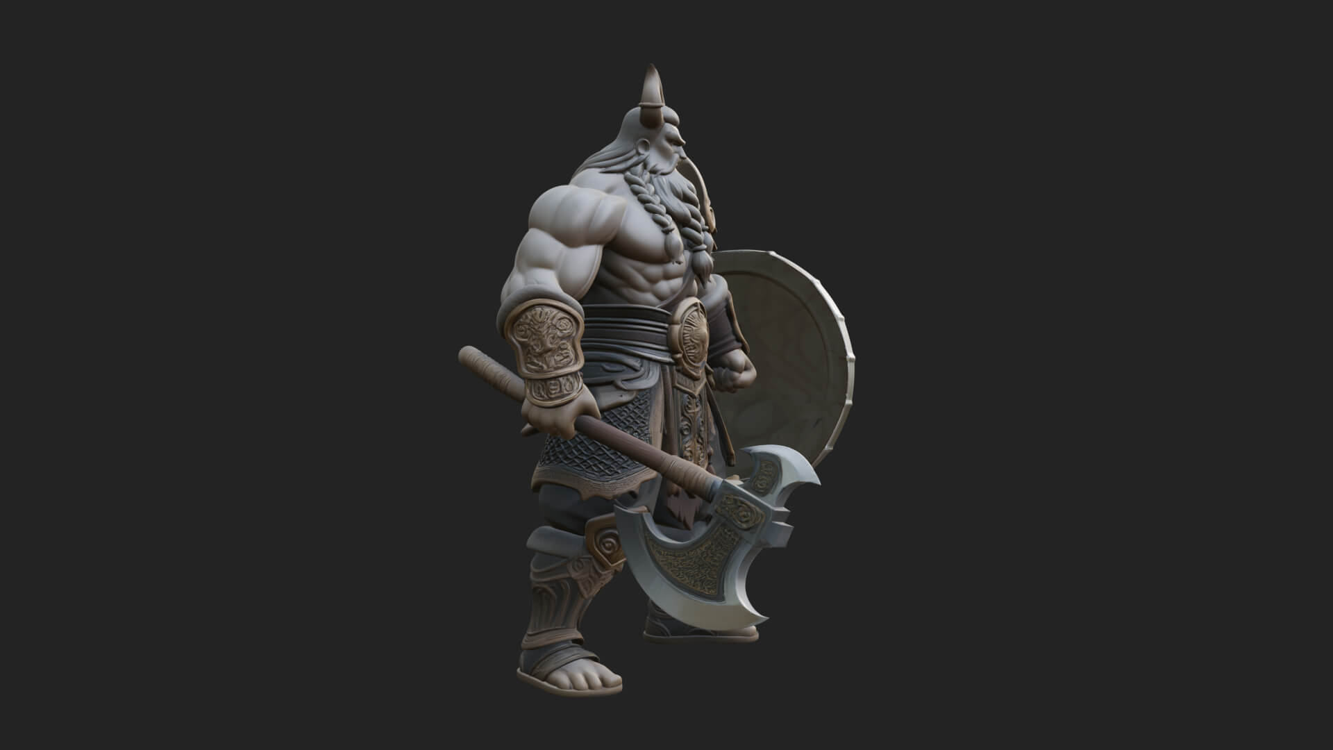 Horned Demon Armored Statue Design 7 3D Print Model 3D Model