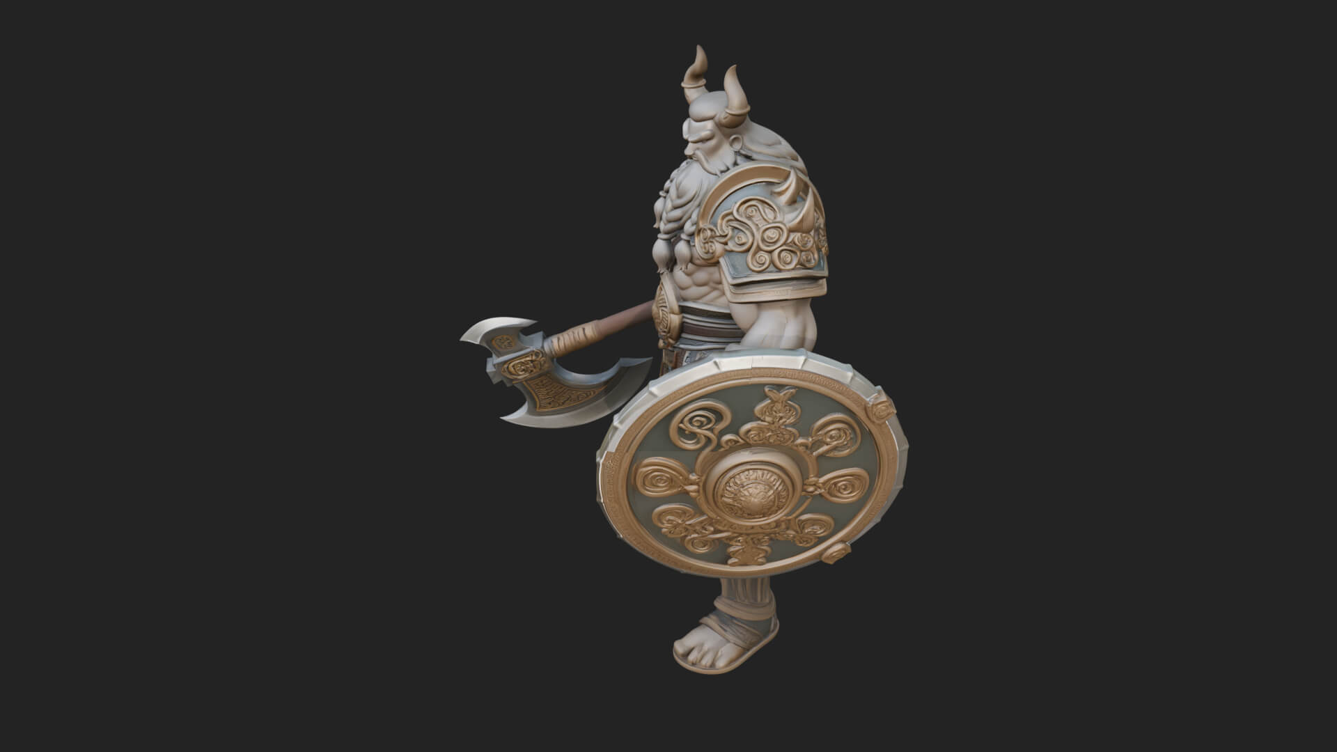 Horned Demon Armored Statue Design 7 3D Print Model 3D Model