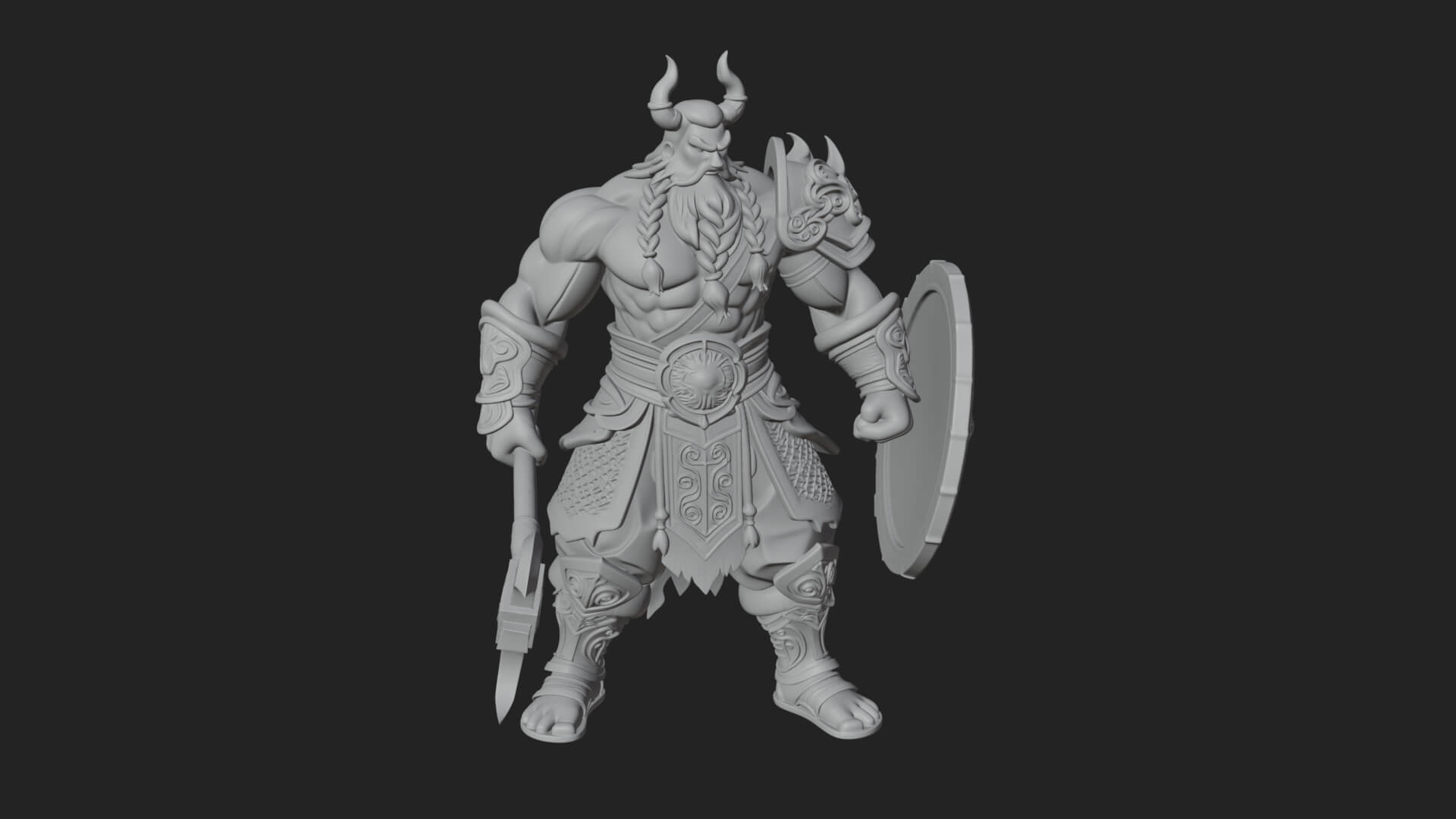 Horned Demon Armored Statue Design 7 3D Print Model 3D Model