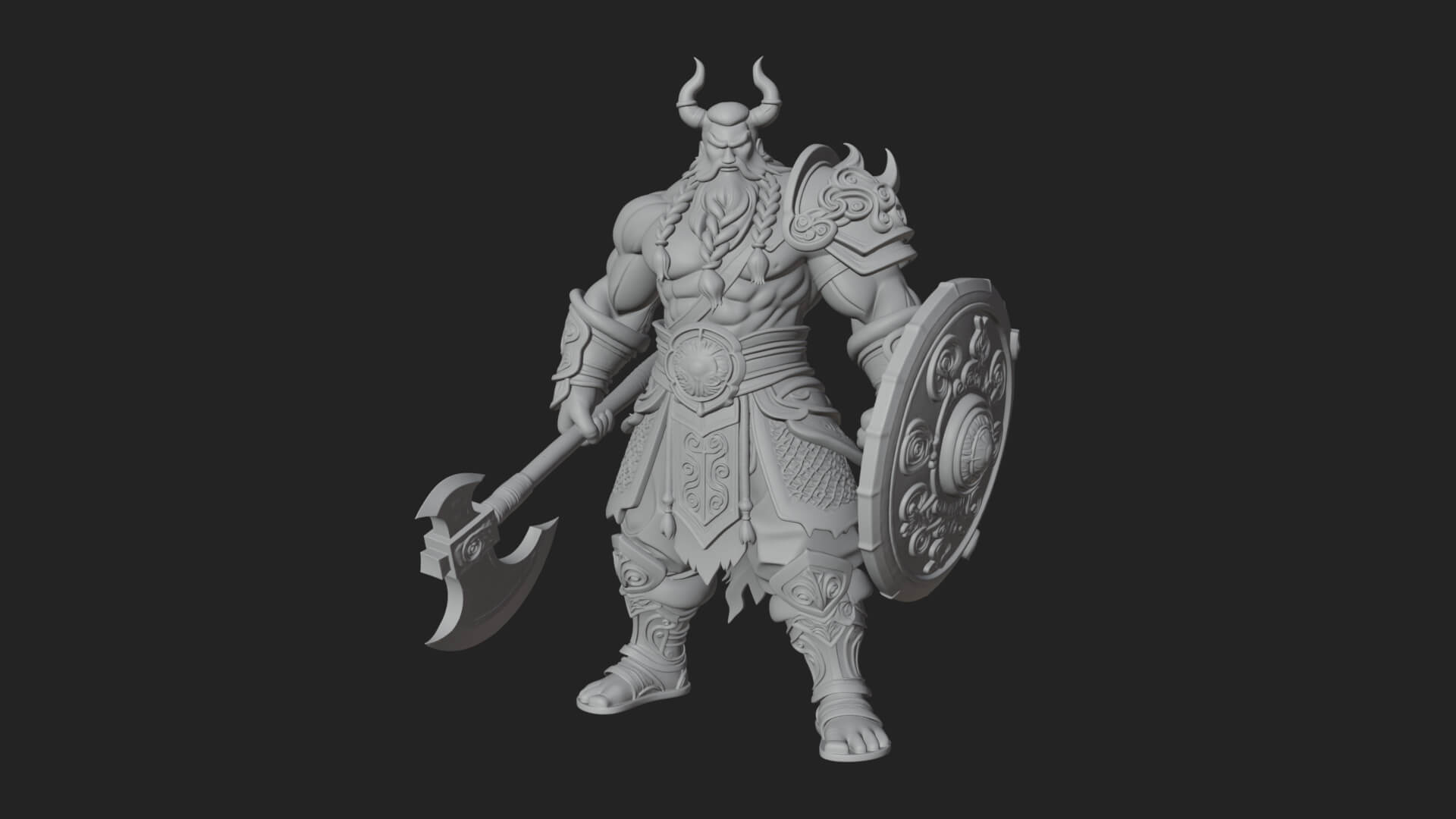 Horned Demon Armored Statue Design 7 3D Print Model 3D Model