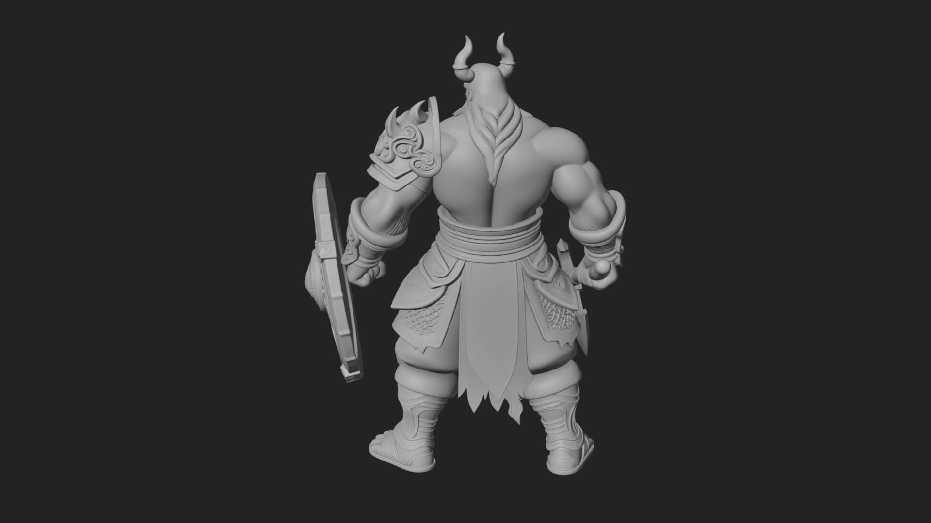 Horned Demon Armored Statue Design 7 3D Print Model 3D Model