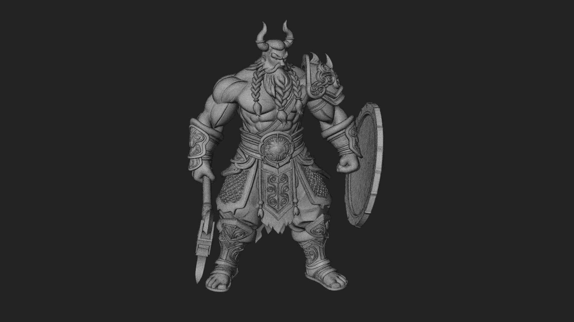 Horned Demon Armored Statue Design 7 3D Print Model 3D Model