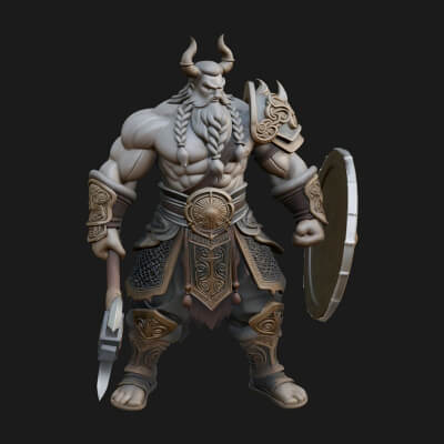 Horned Demon Armored Statue Design 7 3D Print Model