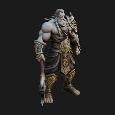 Horned Demon Armored Statue Design 8 3D Print Model