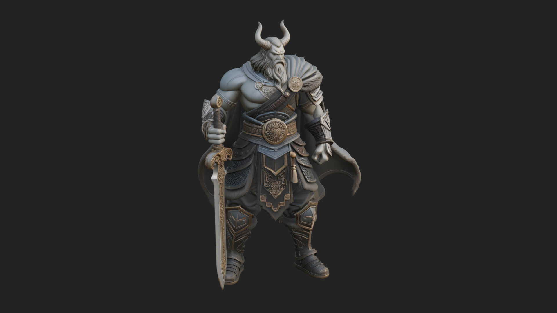 Horned Demon Armored Statue Design 9 3D Print Model 3D Model