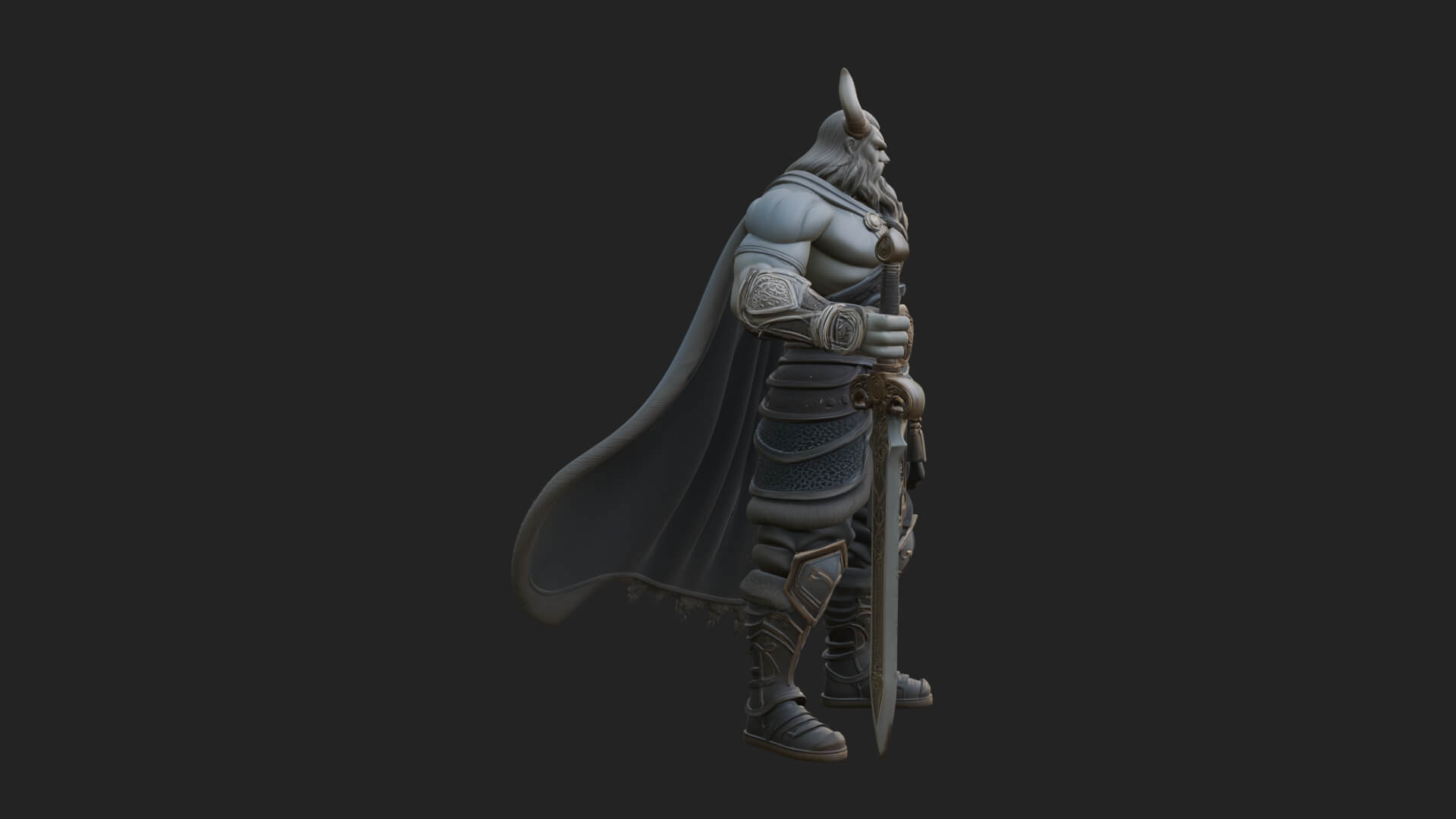 Horned Demon Armored Statue Design 9 3D Print Model 3D Model