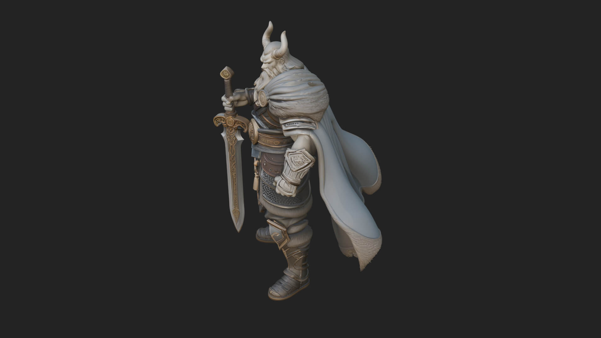 Horned Demon Armored Statue Design 9 3D Print Model 3D Model