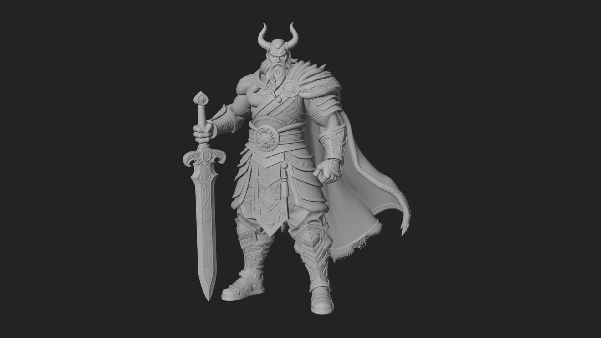 Horned Demon Armored Statue Design 9 3D Print Model 3D Model