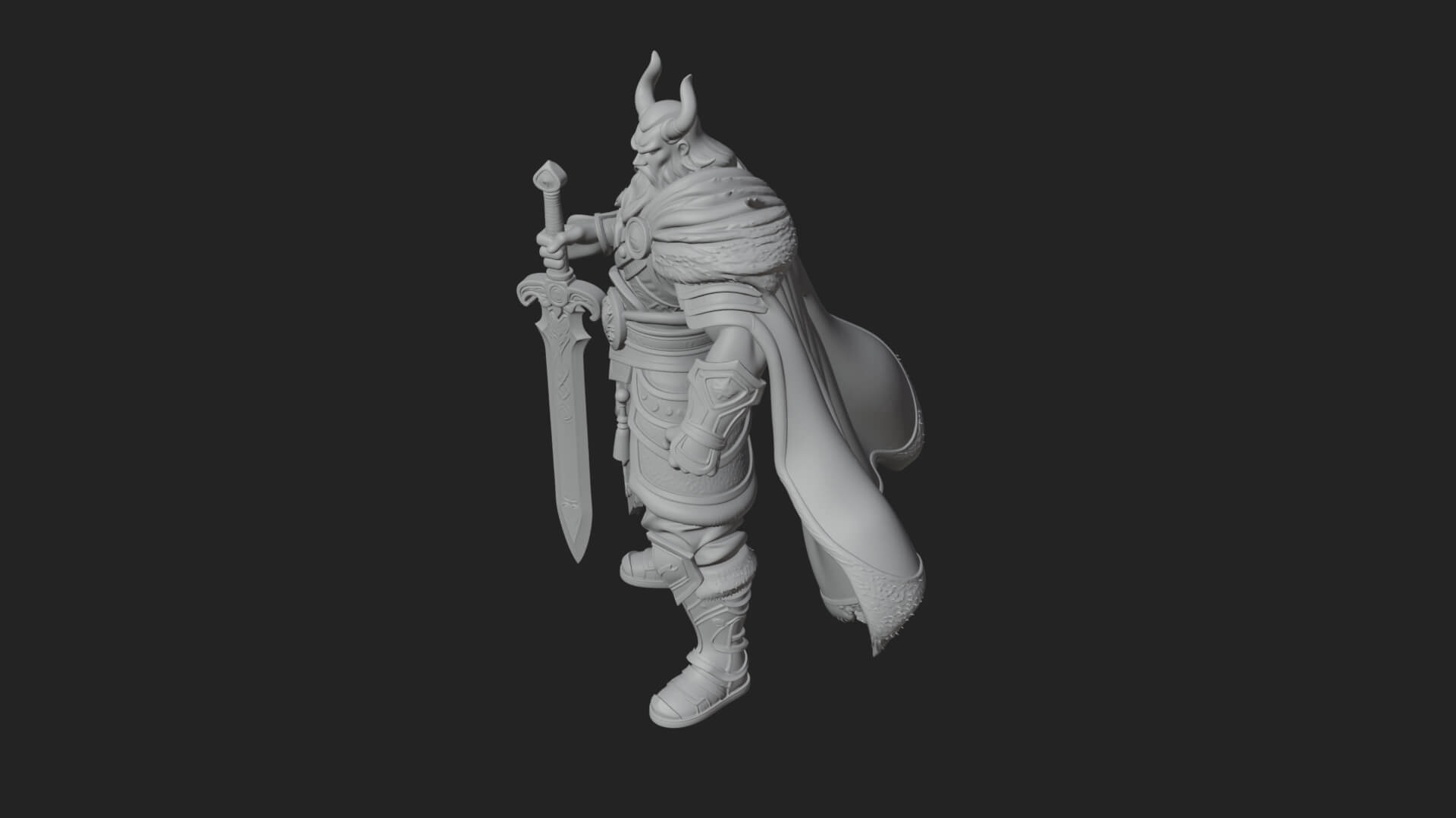 Horned Demon Armored Statue Design 9 3D Print Model 3D Model