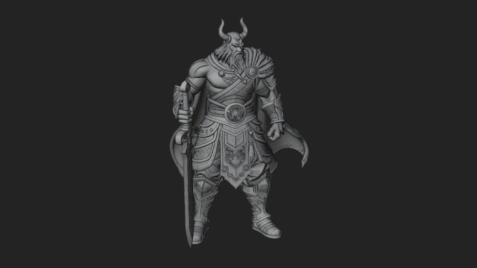 Horned Demon Armored Statue Design 9 3D Print Model 3D Model