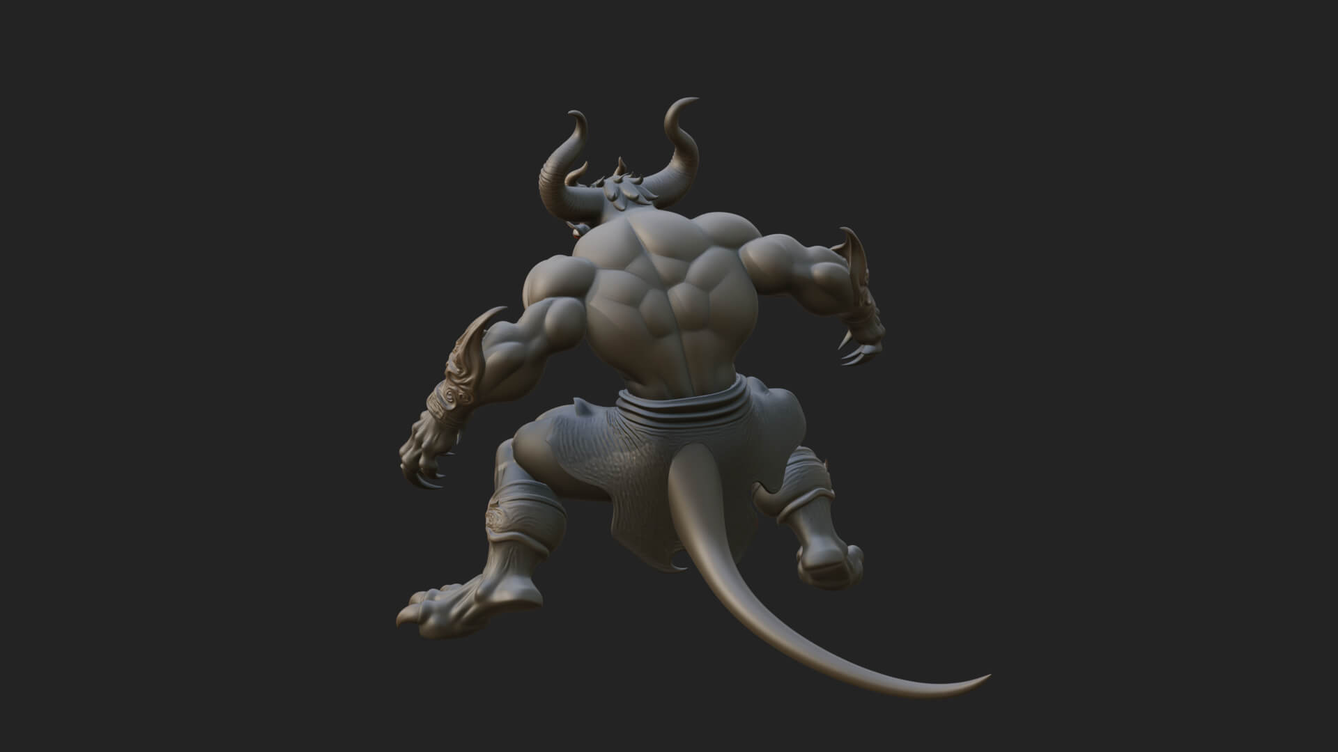 Horned Demon Beast Statue Design 5 3D Print Model 3D Model