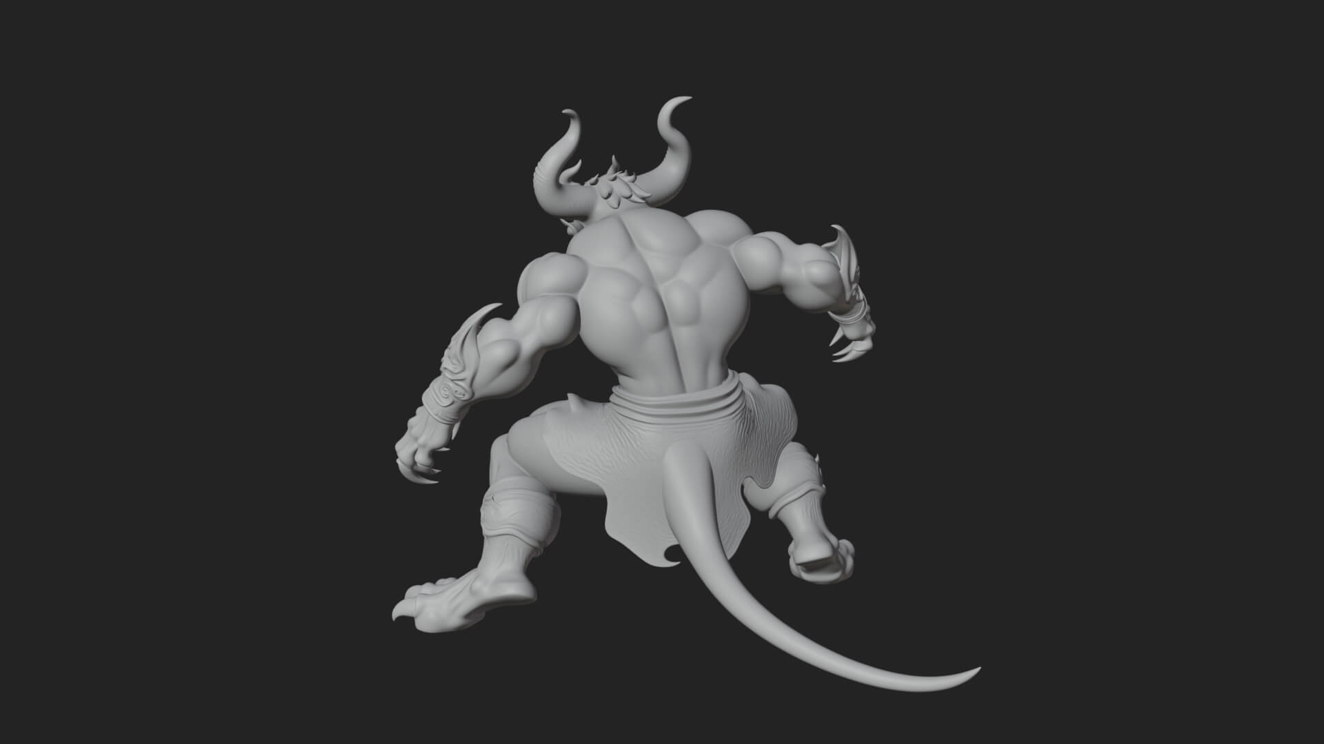 Horned Demon Beast Statue Design 5 3D Print Model 3D Model