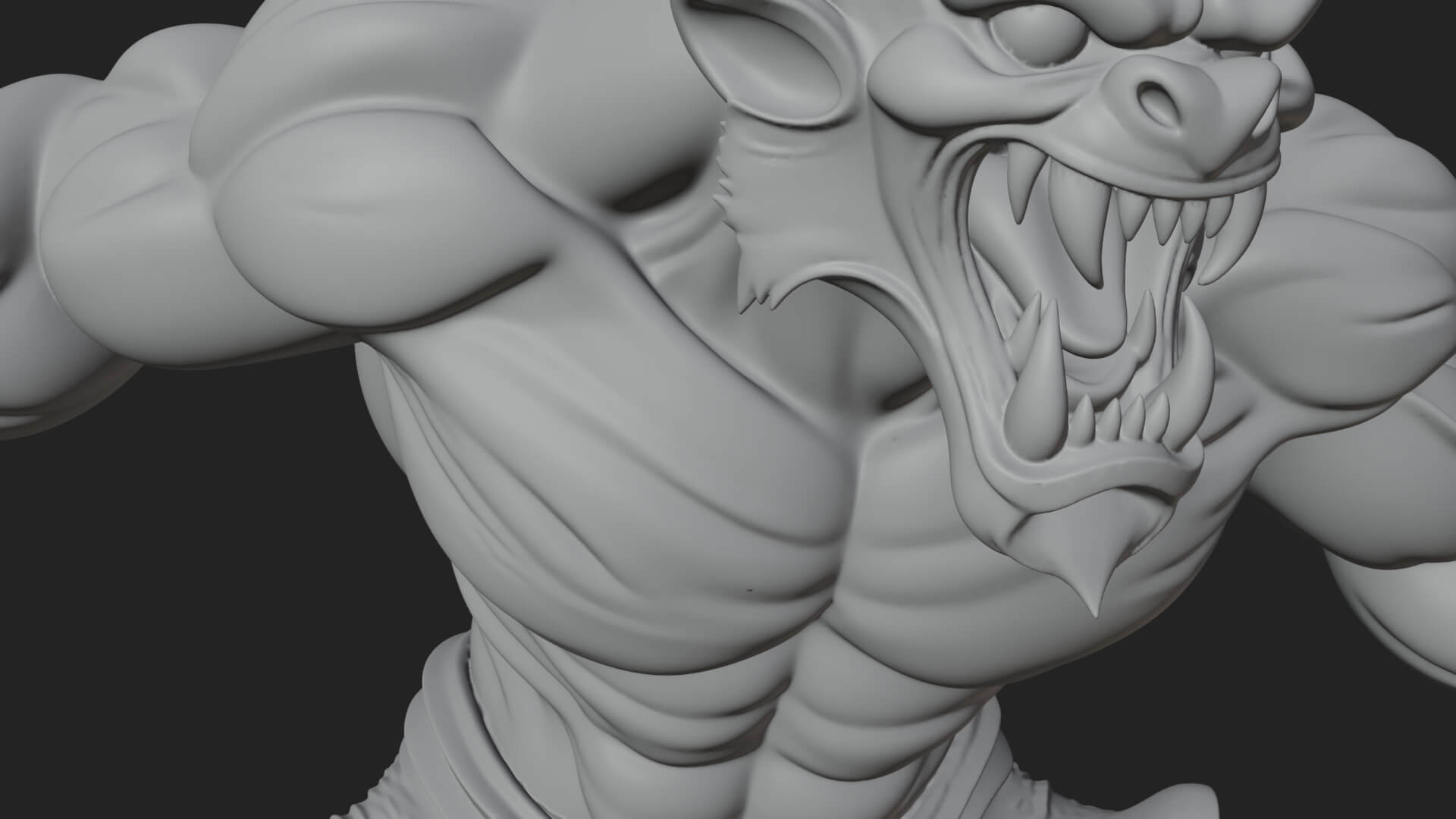 Horned Demon Beast Statue Design 5 3D Print Model 3D Model