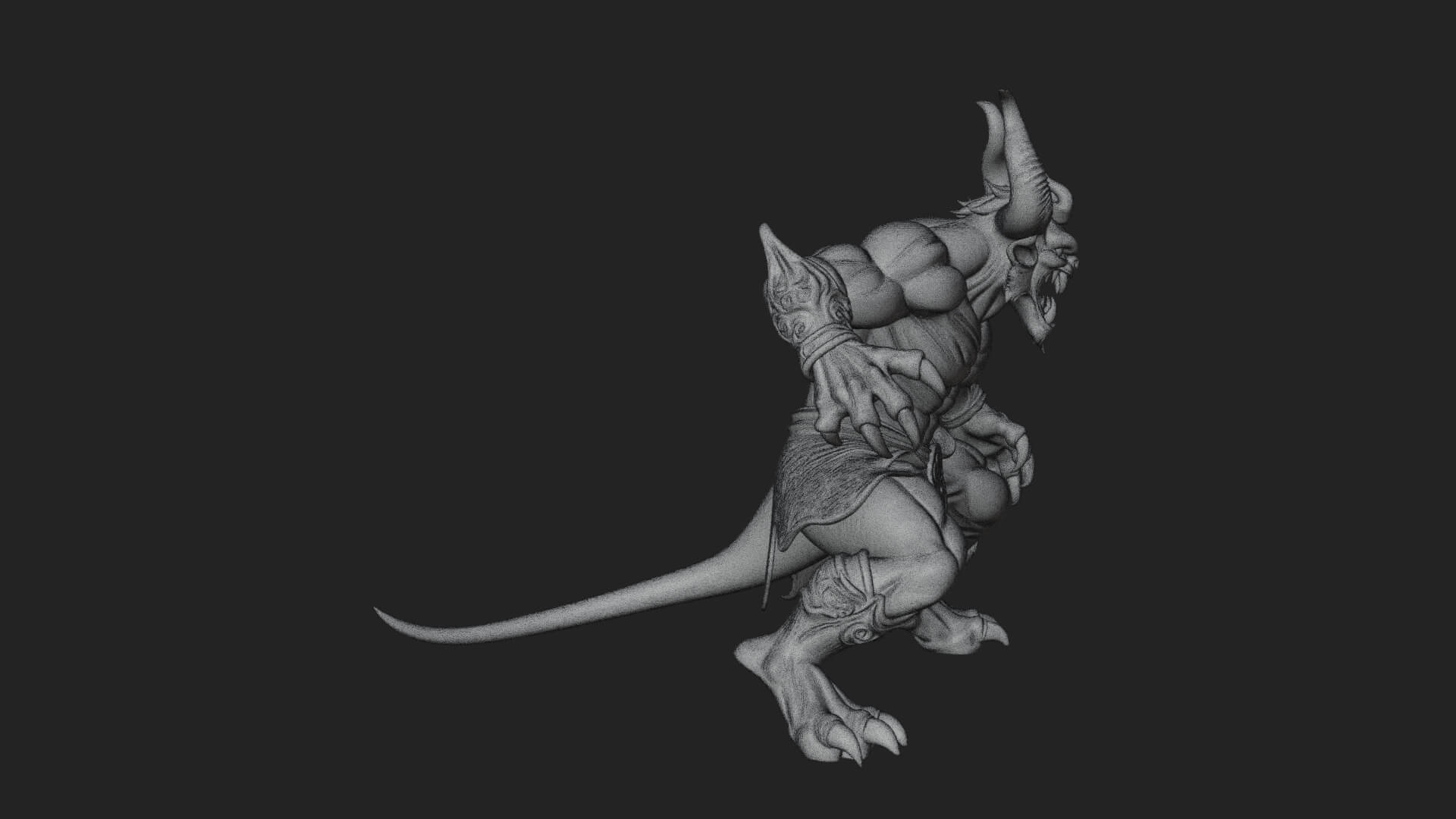Horned Demon Beast Statue Design 5 3D Print Model 3D Model