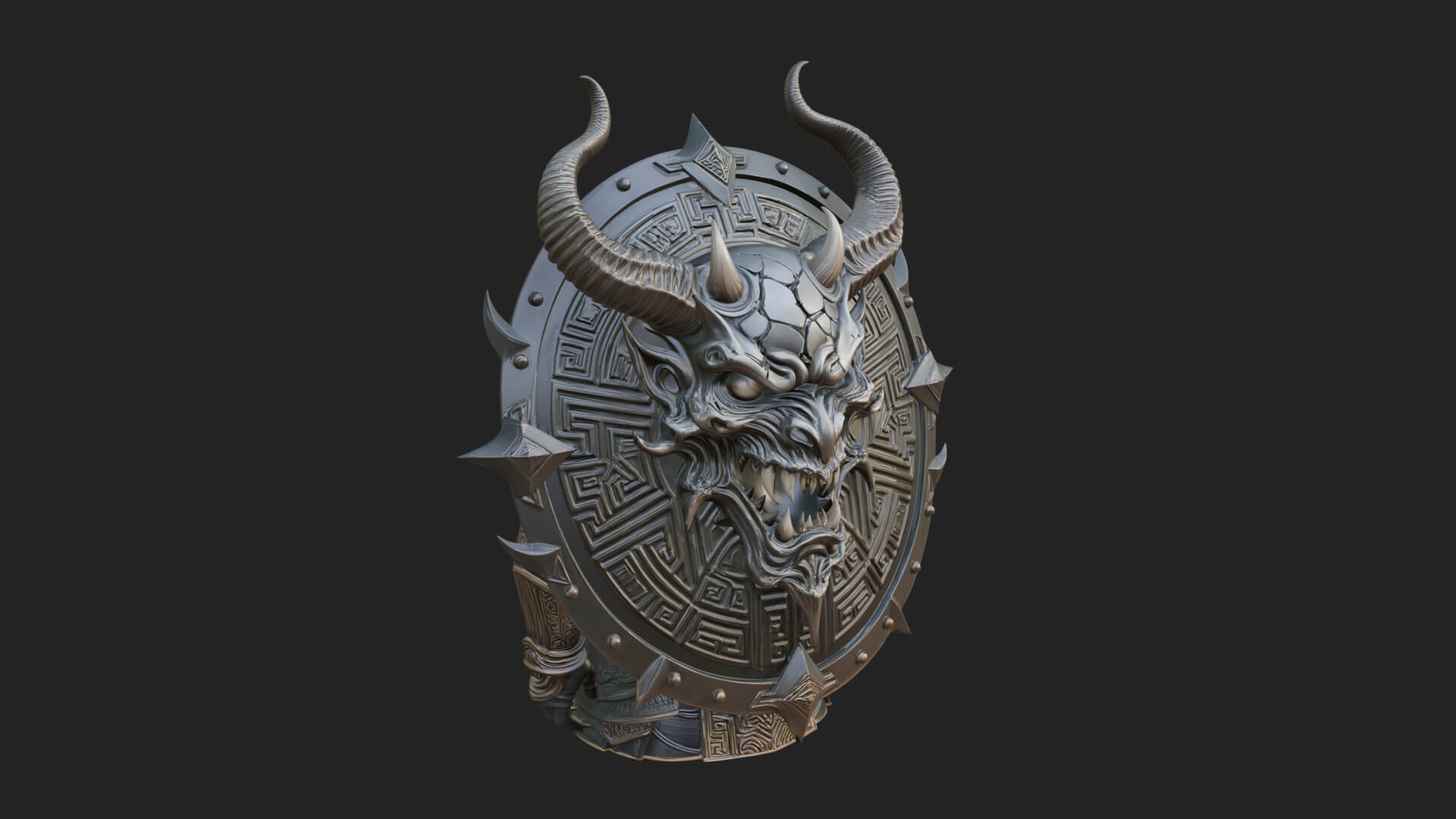 Horned Demon Face Shield Model Design 1 3D Print Model 3D Model