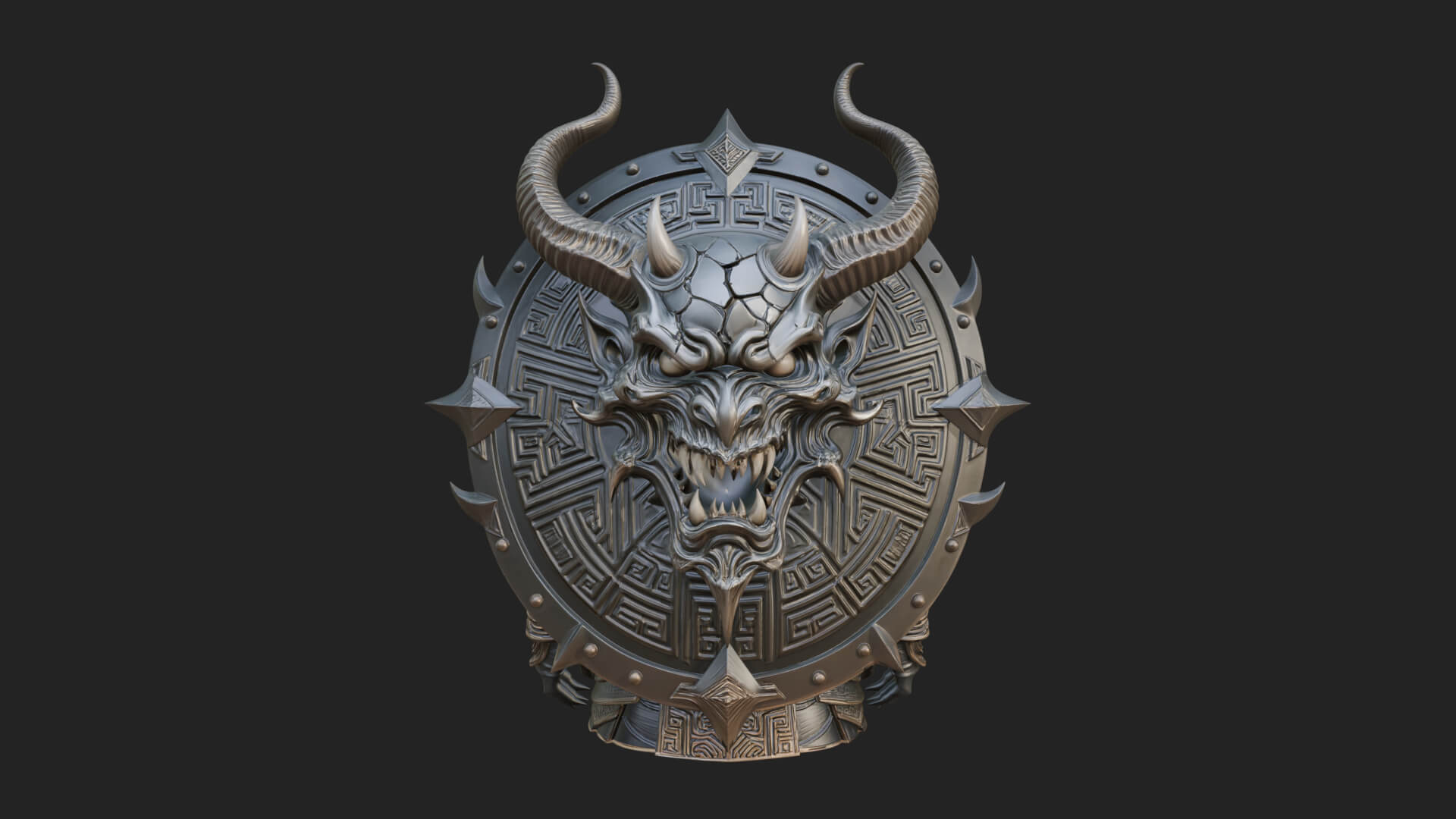 Horned Demon Face Shield Model Design 1 3D Print Model 3D Model