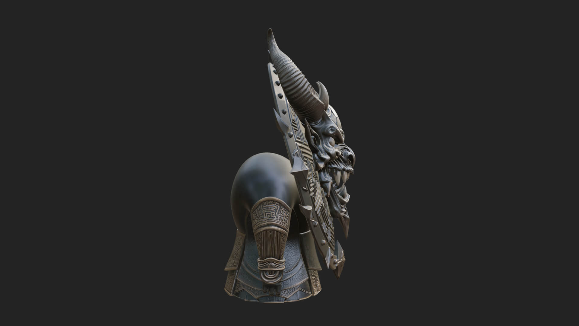 Horned Demon Face Shield Model Design 1 3D Print Model 3D Model