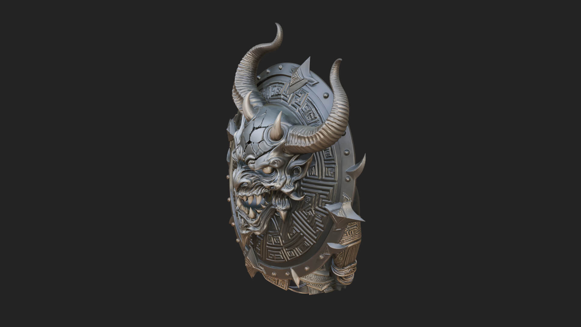 Horned Demon Face Shield Model Design 1 3D Print Model 3D Model