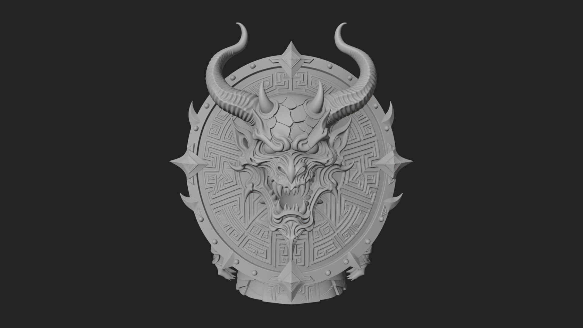 Horned Demon Face Shield Model Design 1 3D Print Model 3D Model