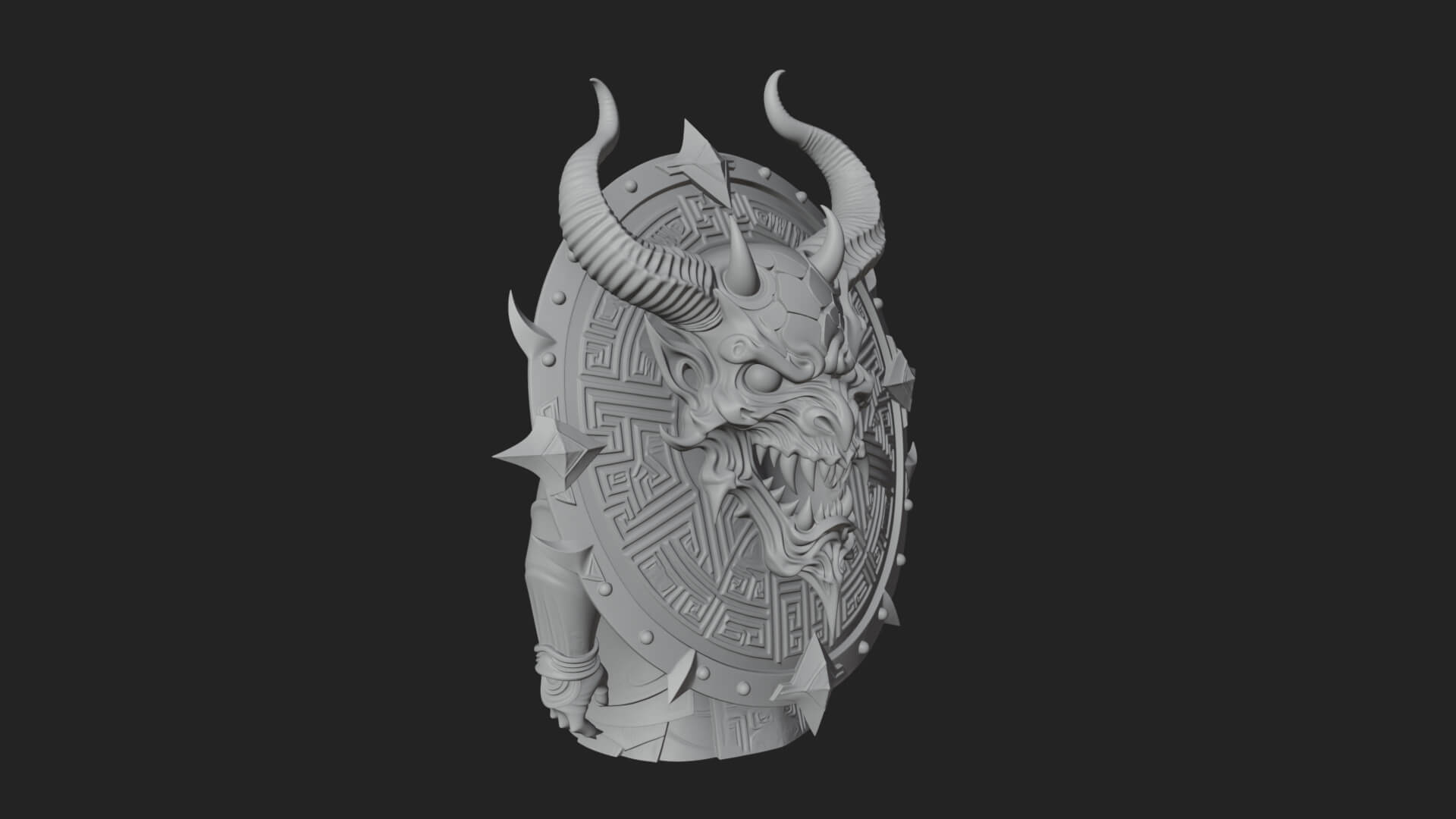 Horned Demon Face Shield Model Design 1 3D Print Model 3D Model