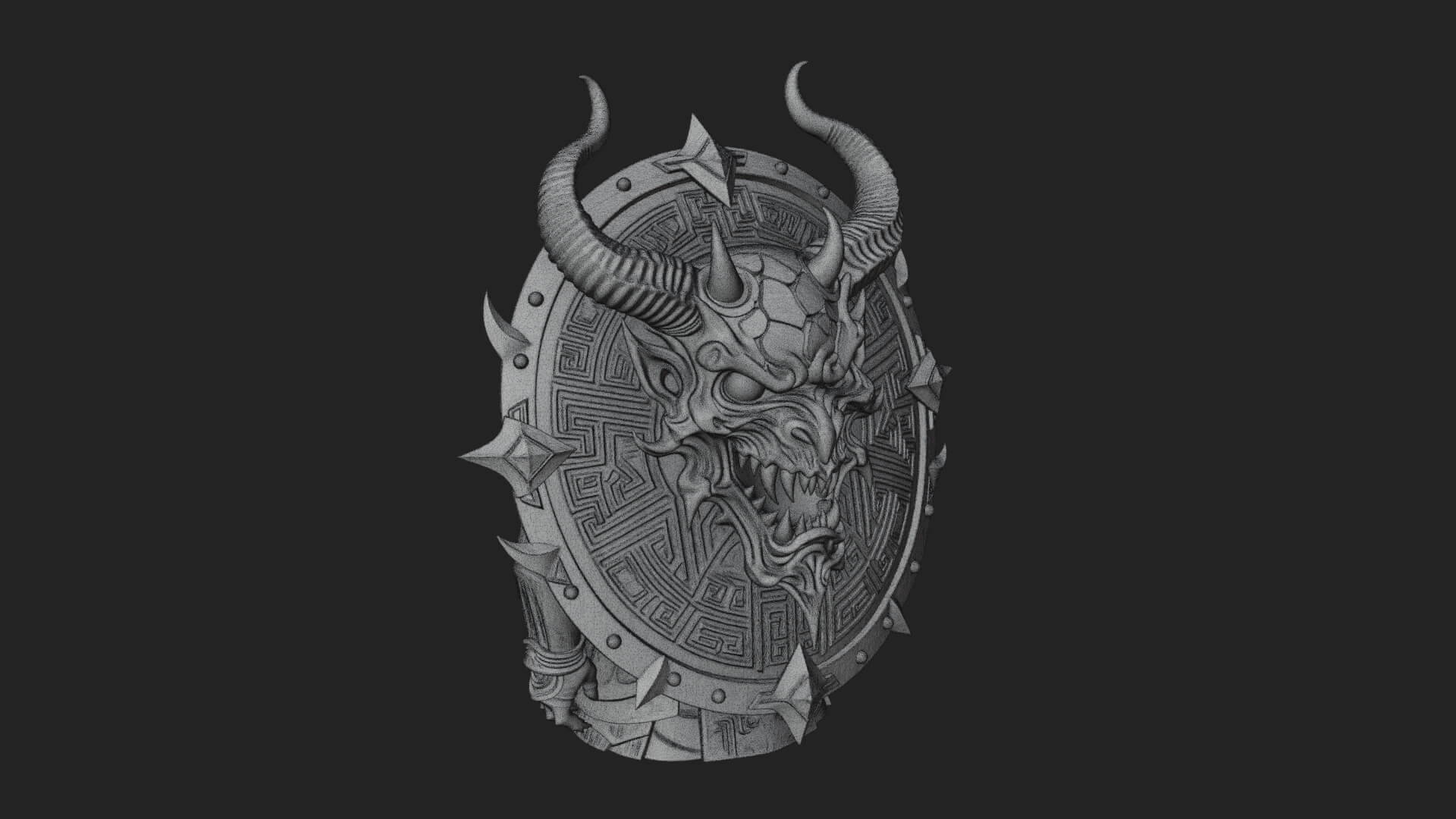 Horned Demon Face Shield Model Design 1 3D Print Model 3D Model