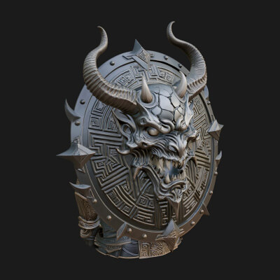 Horned Demon Face Shield Model Design 1 3D Print Model