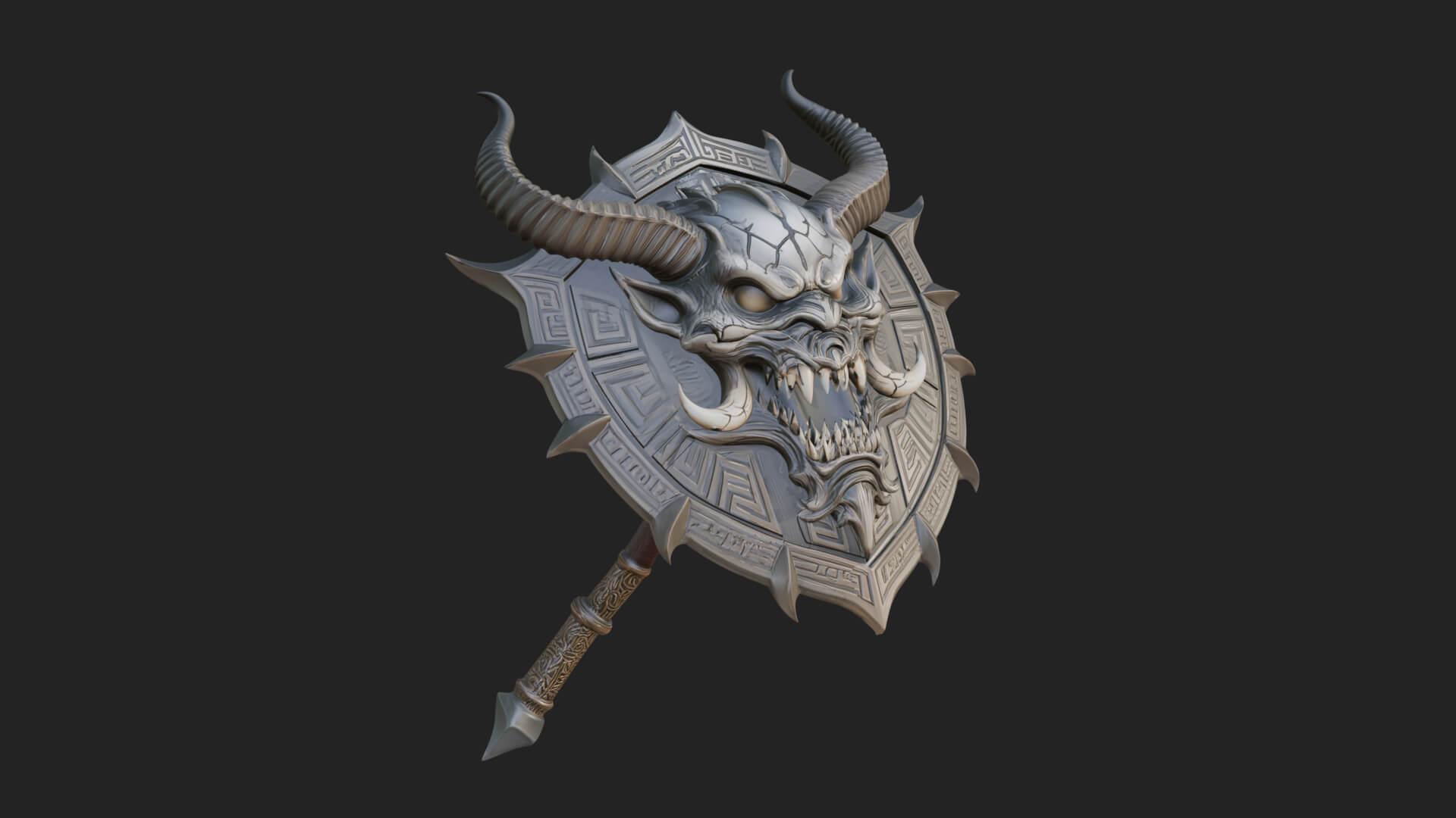 Horned Demon Face Shield Model Design 2 3D Print Model 3D Model