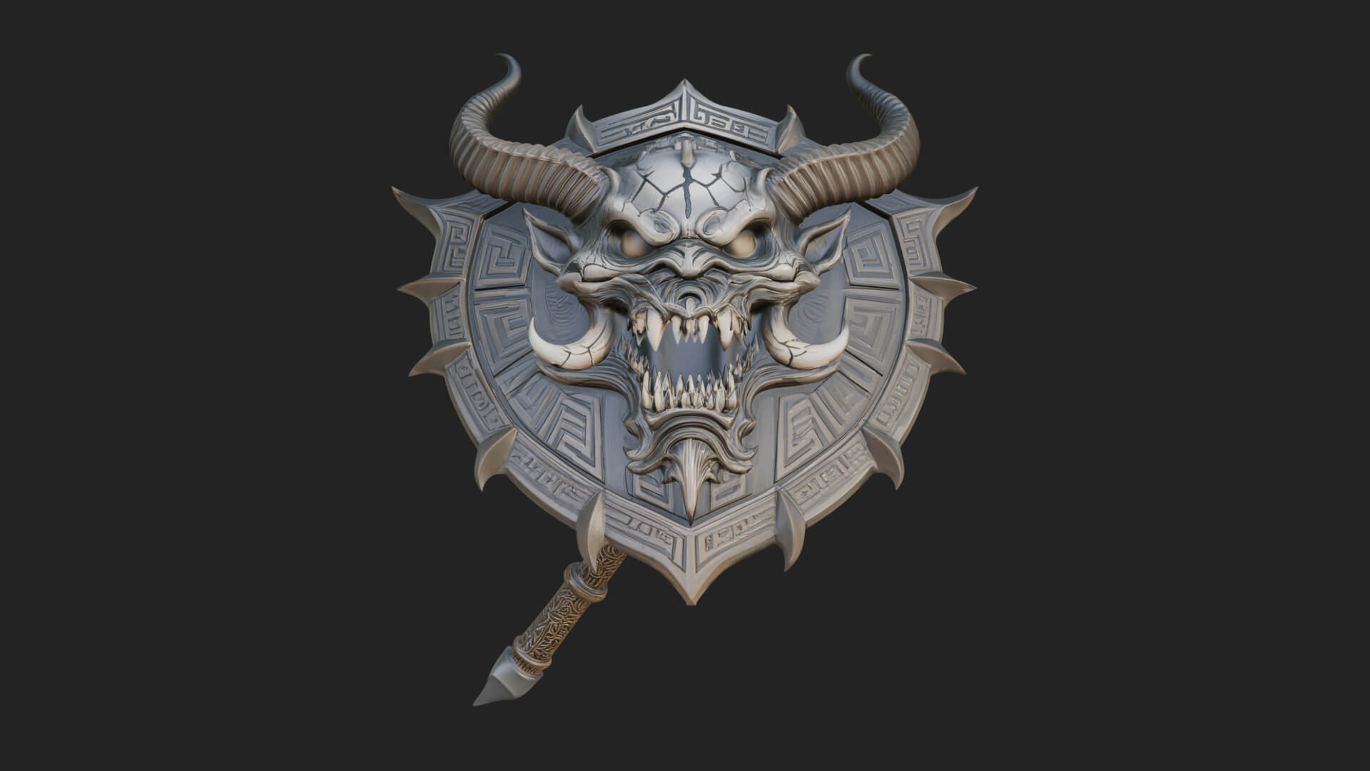 Horned Demon Face Shield Model Design 2 3D Print Model 3D Model