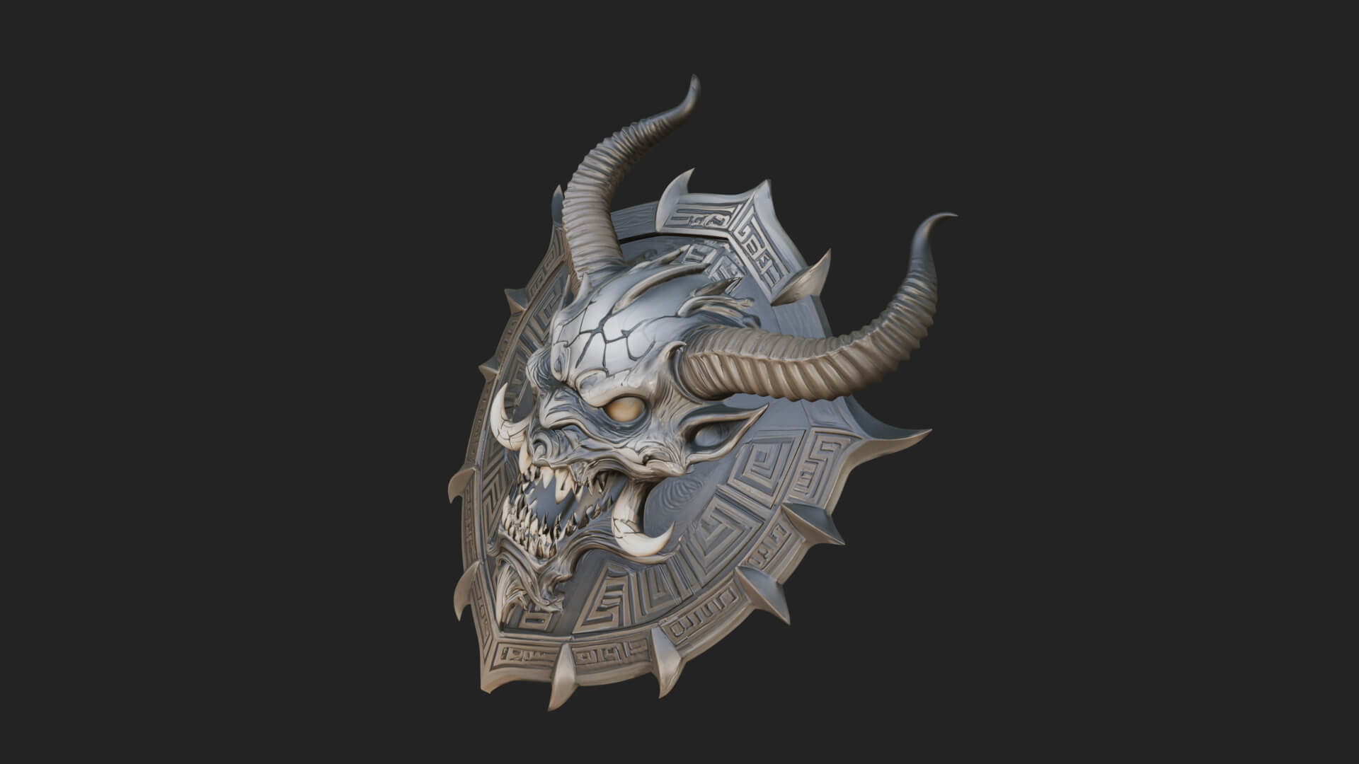 Horned Demon Face Shield Model Design 2 3D Print Model 3D Model