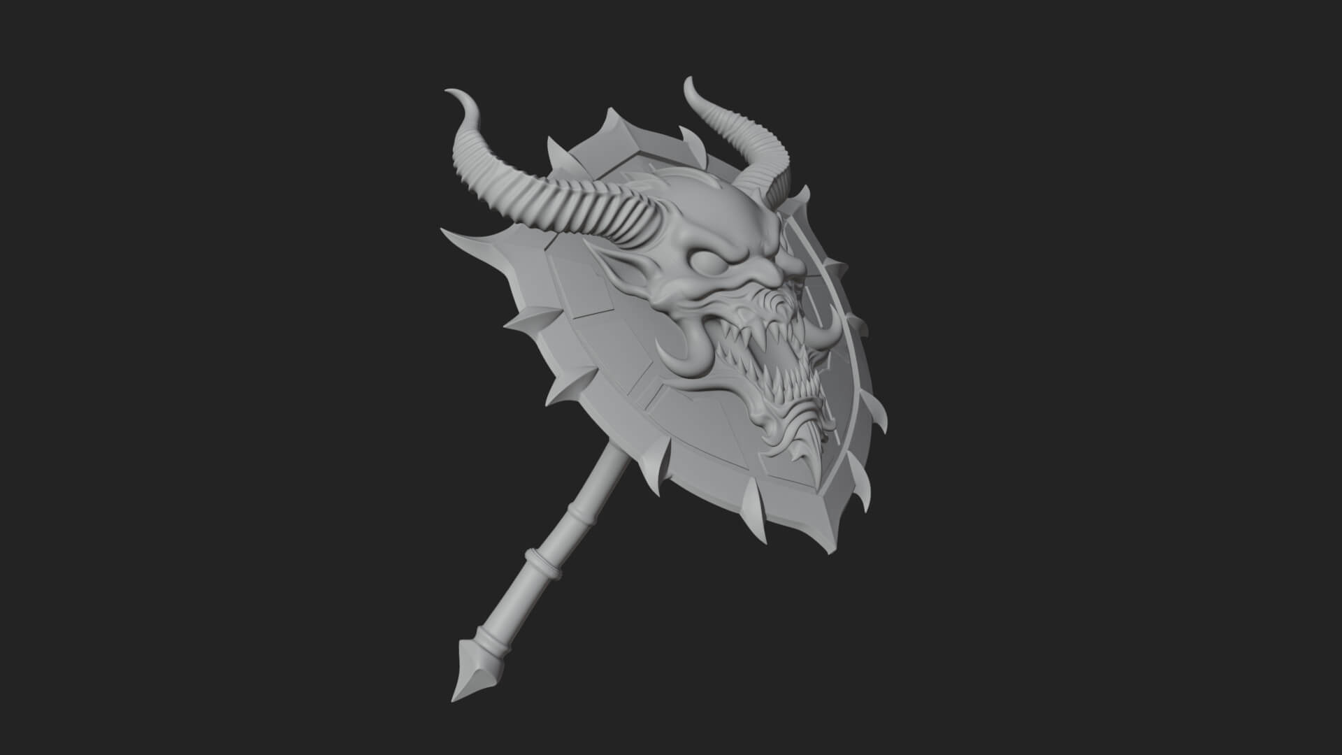 Horned Demon Face Shield Model Design 2 3D Print Model 3D Model