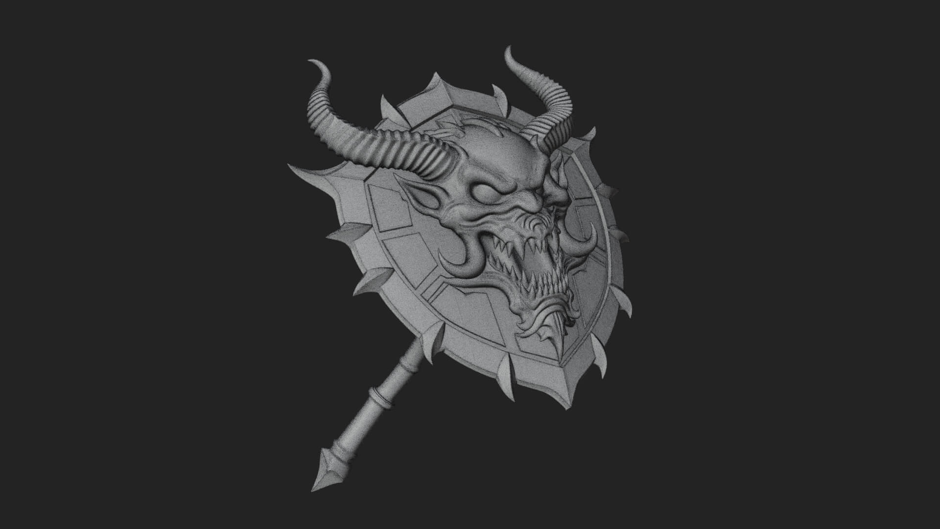 Horned Demon Face Shield Model Design 2 3D Print Model 3D Model