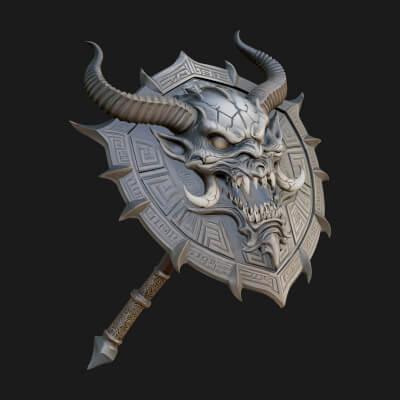 Horned Demon Face Shield Model Design 2 3D Print Model