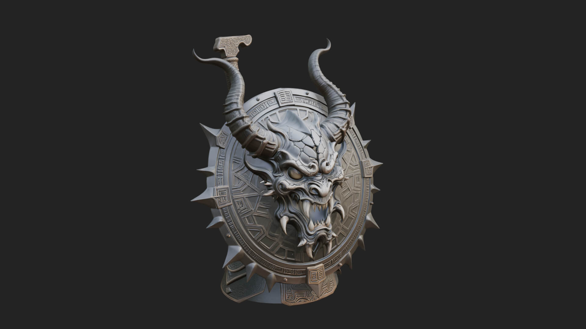 Horned Demon Face Shield Model Design 3 3D Print Model 3D Model