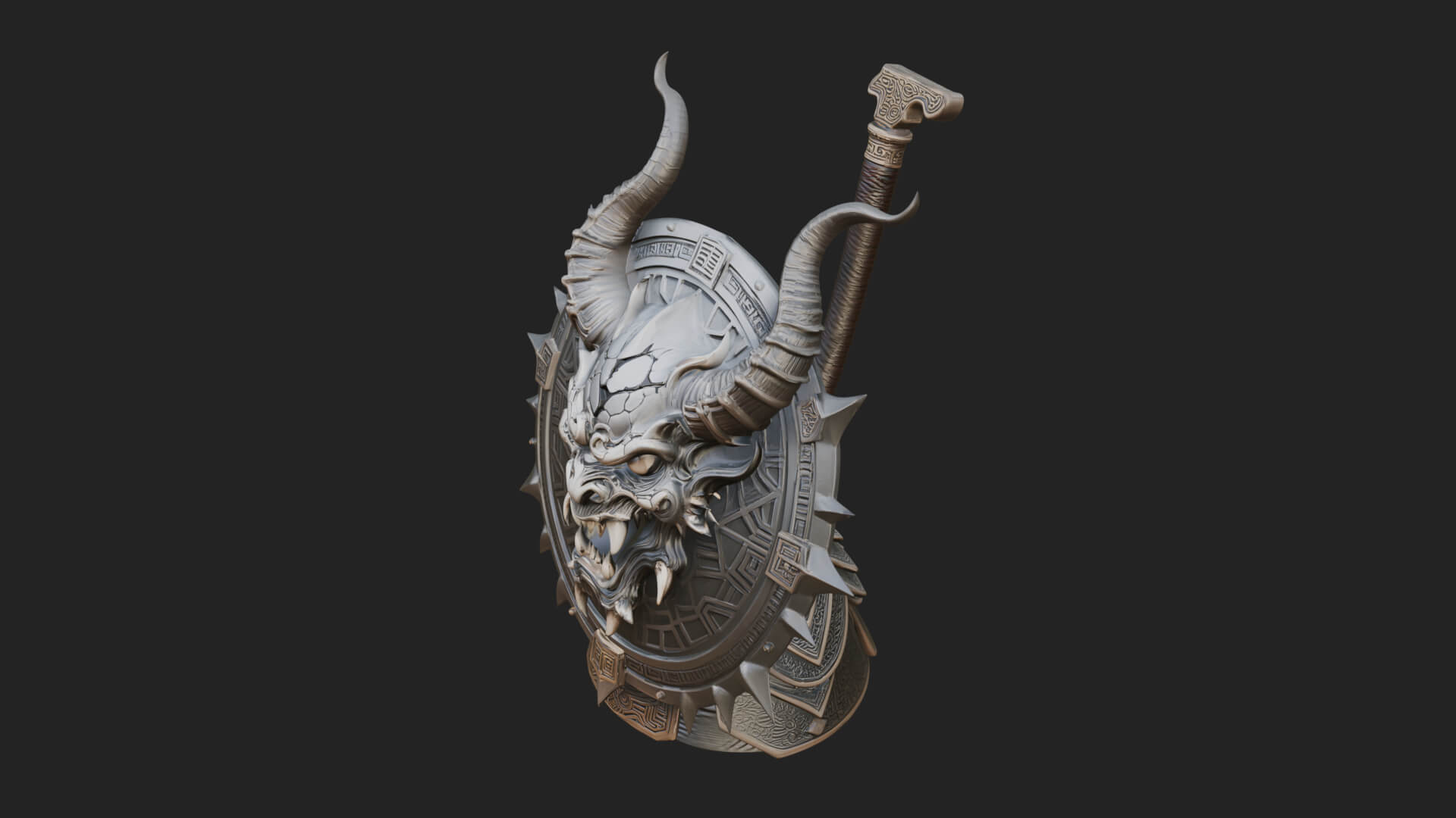 Horned Demon Face Shield Model Design 3 3D Print Model 3D Model